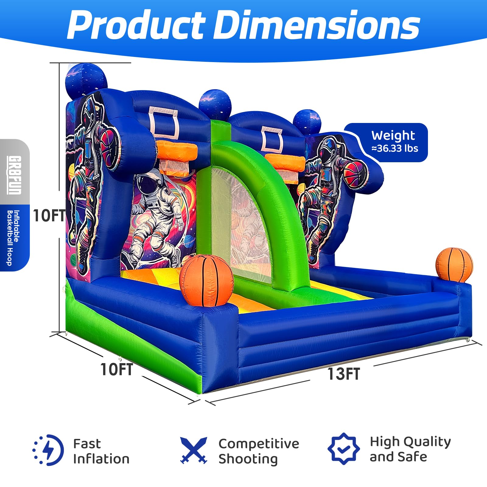 13Ft Inflatable Basketball Hoop Shot Dual Lane - Space Jam Quest (Astronaut)