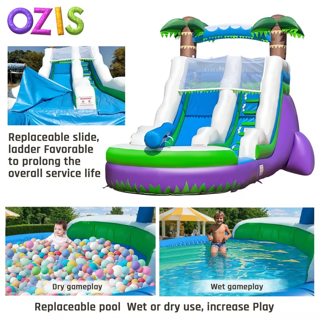 Inflatable Water Slide 23Ft with Pool, Wet/Dry Use