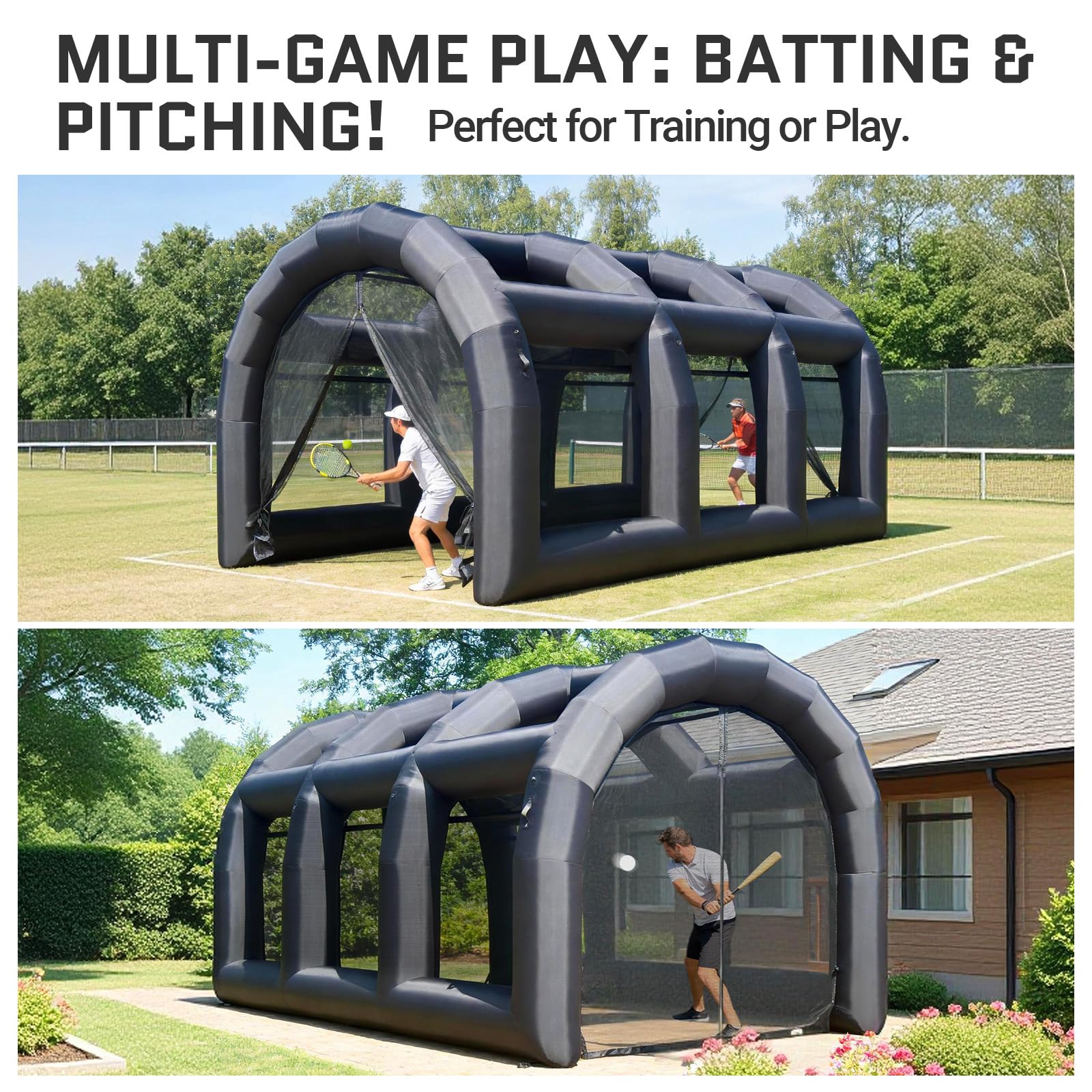 Inflatable Baseball Batting Cage Tennis Tent 20x10x11.5ft with Blower, Inflatable Baseball Field Softball Batting & Pitching Cage