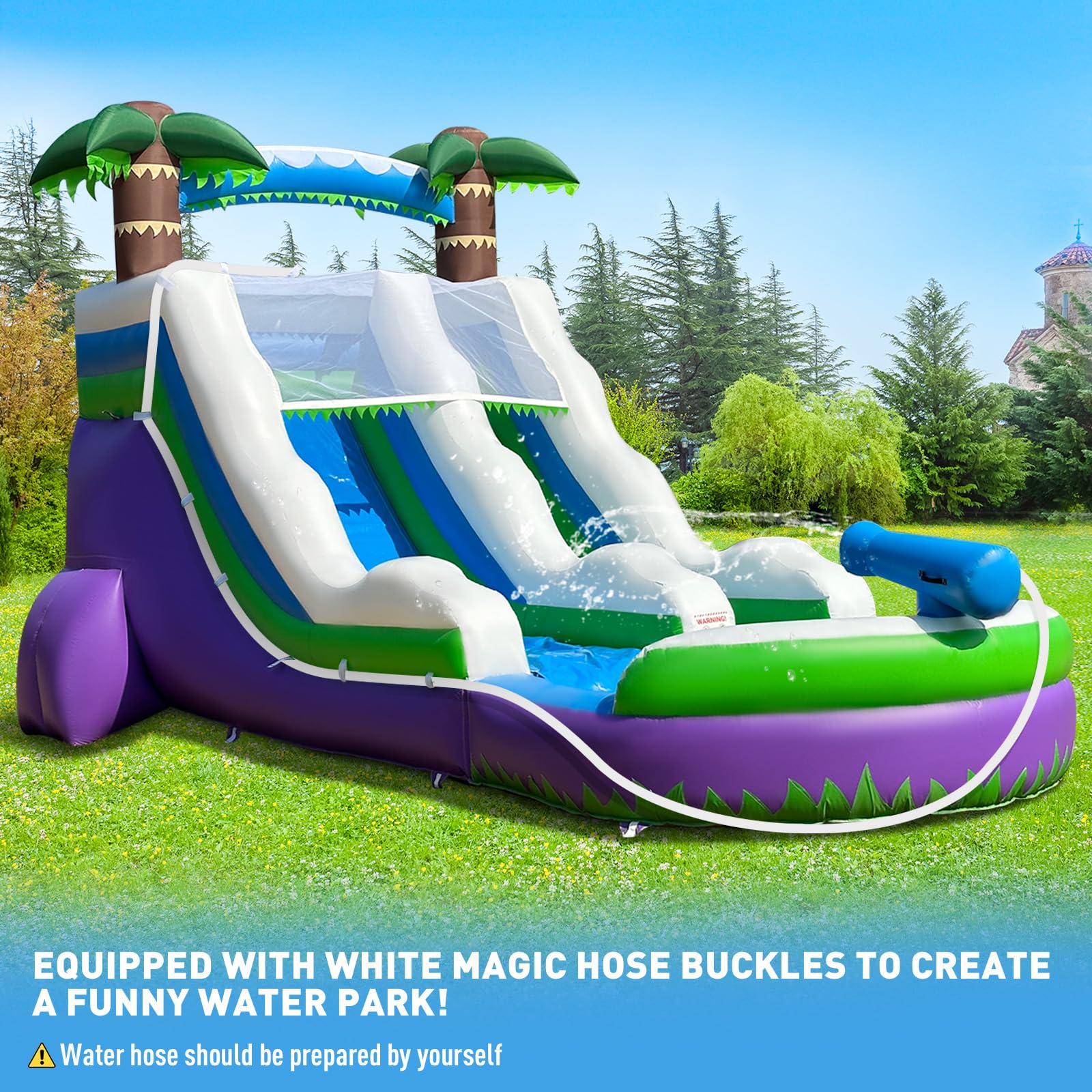 Inflatable Water Slide 23Ft with Pool, Wet/Dry Use