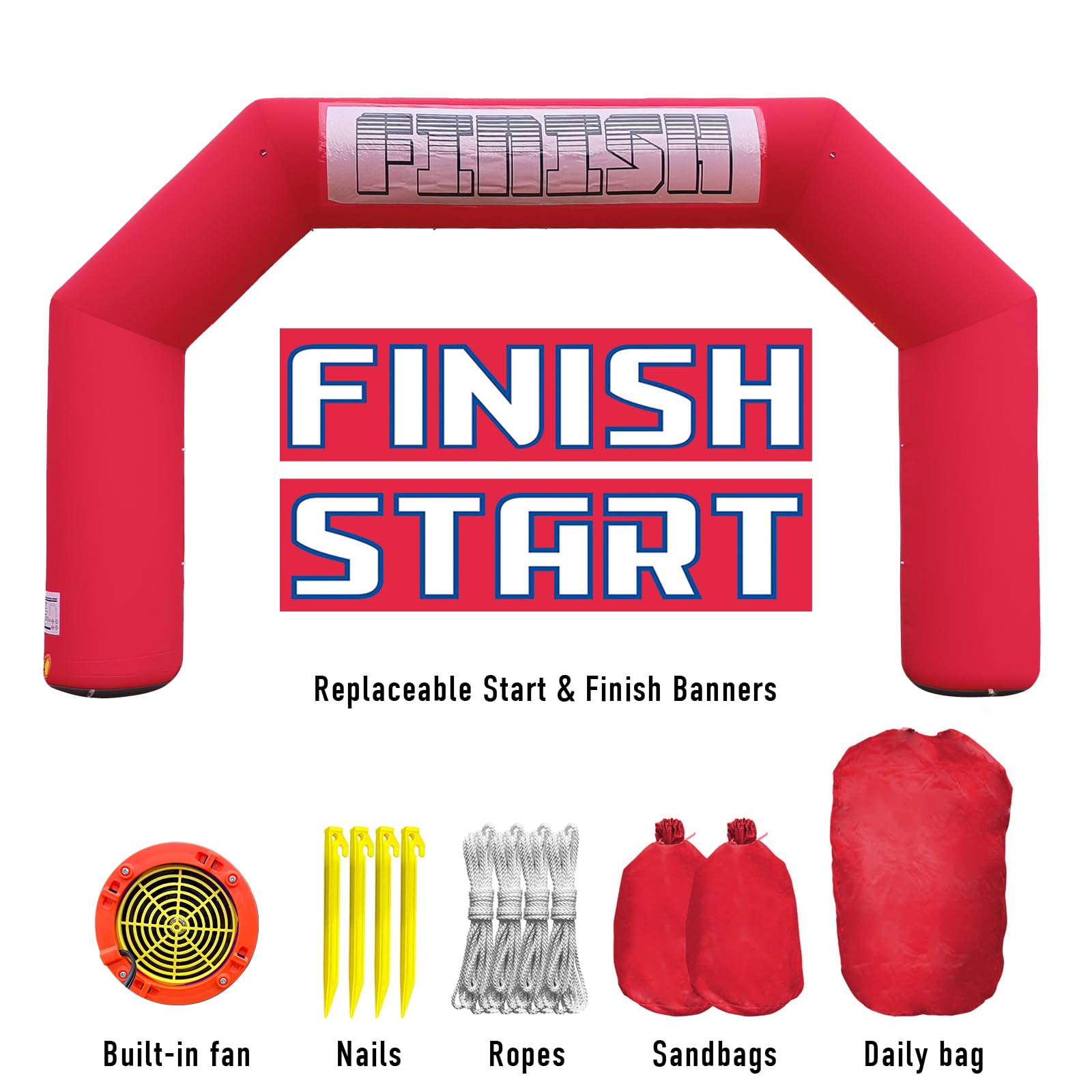 20Ft Inflatable Arch with Start Finish Line Banners & Blower for Races and Events