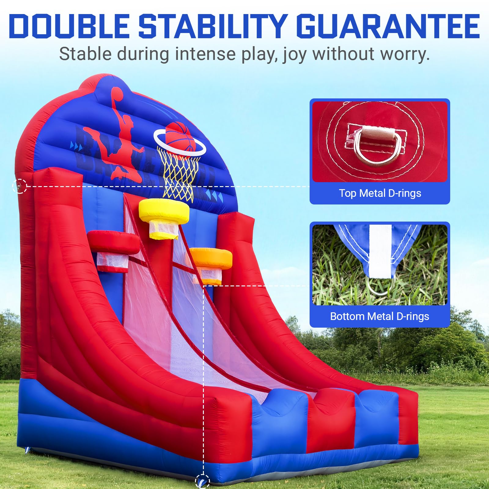 Inflatable 3-Lane Basketball Hoop Game 10x10Ft with 3 Balls for Sports Events