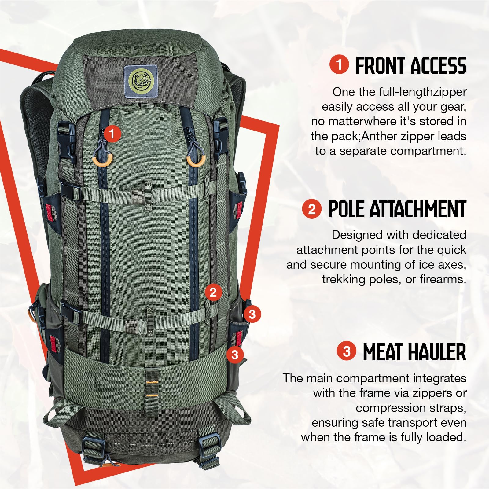 40L Hunting Backpack with Rain Cover