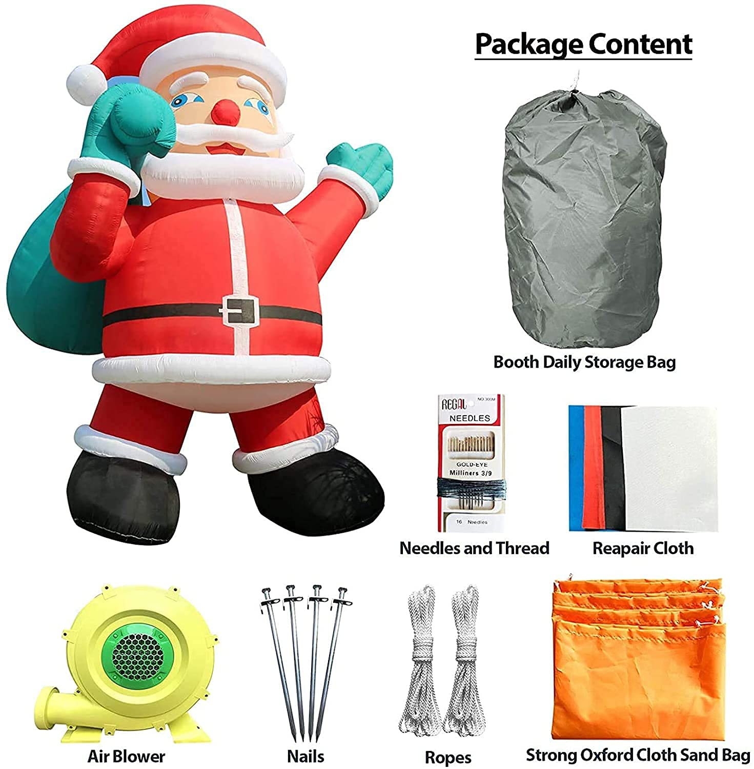 40Ft Giant  Premium Inflatable Santa Claus with Blower for Christmas Yard Decoration - No Lights Included