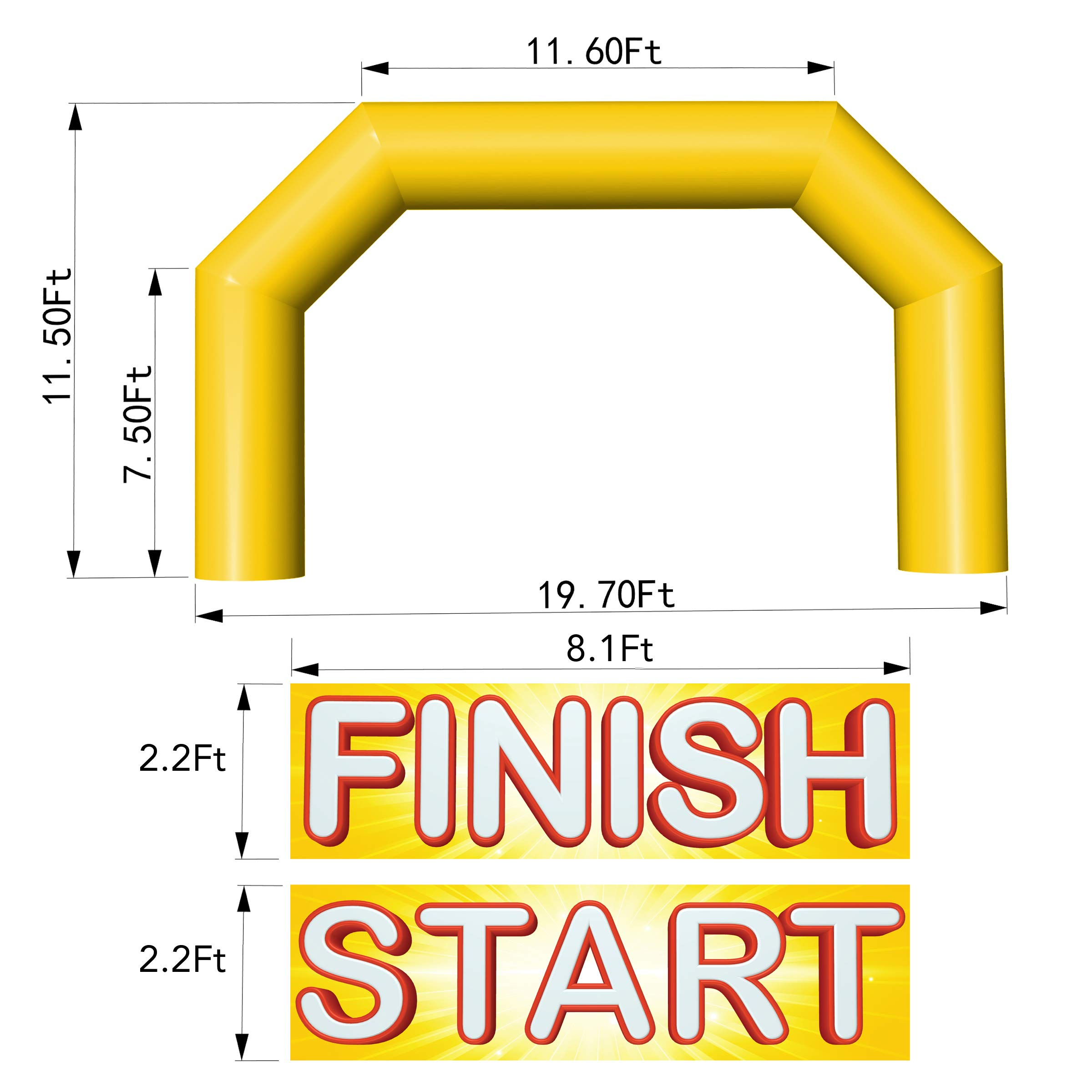 Sewinfla 20ft Inflatable Arch with Start Finish Line Racing Arch Banners & Blower Outdoor Inflatable Archway for Advertising Commerce Party Sport Race