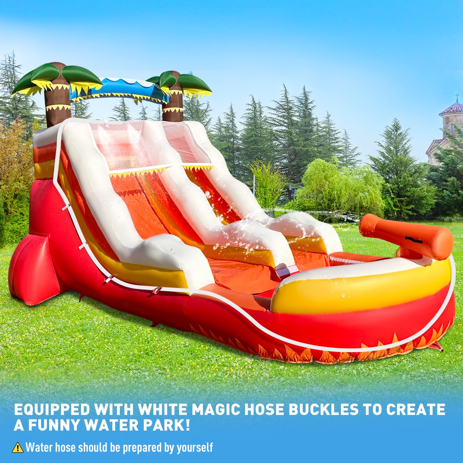 Inflatable Water Slide 23Ft with Pool, Wet/Dry Use