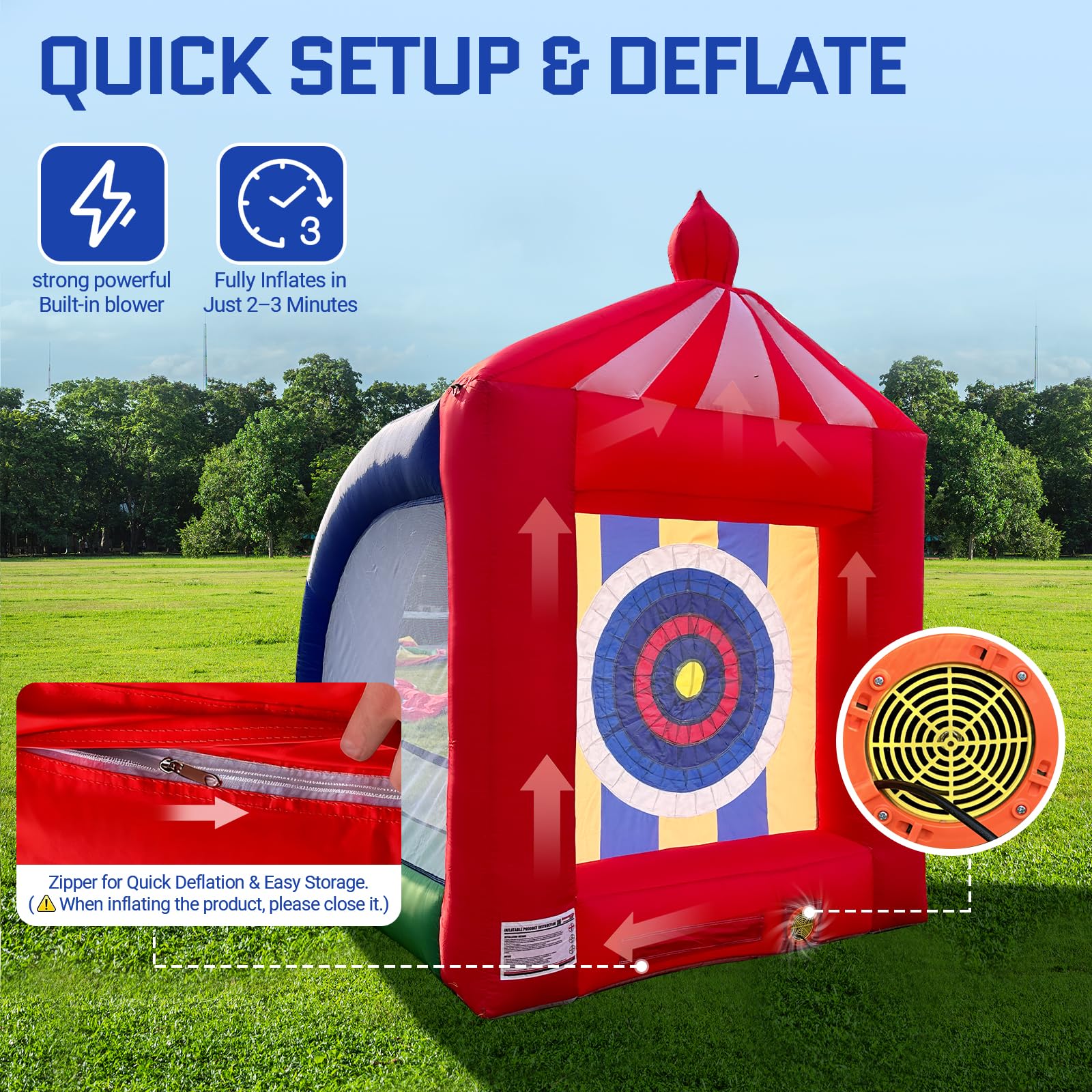 Inflatable Axe Throwing Game 6.5x6.5x9FT with Blower – Axe Toss Target for Carnival Games, Events