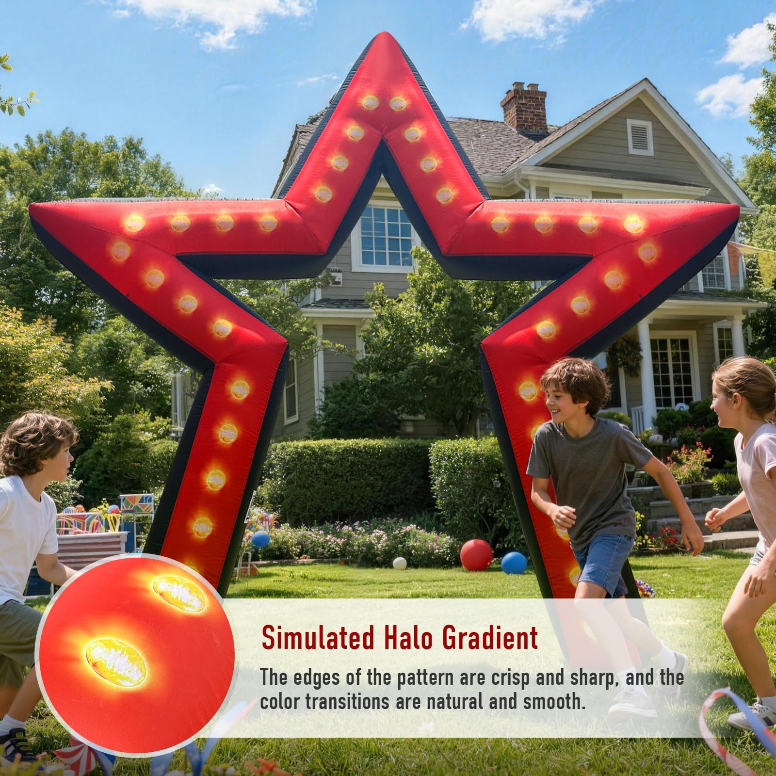10FT Giant Movie Night Star Inflatable Arch with Built-in LED Lights, Outdoor Movie Party Decoration
