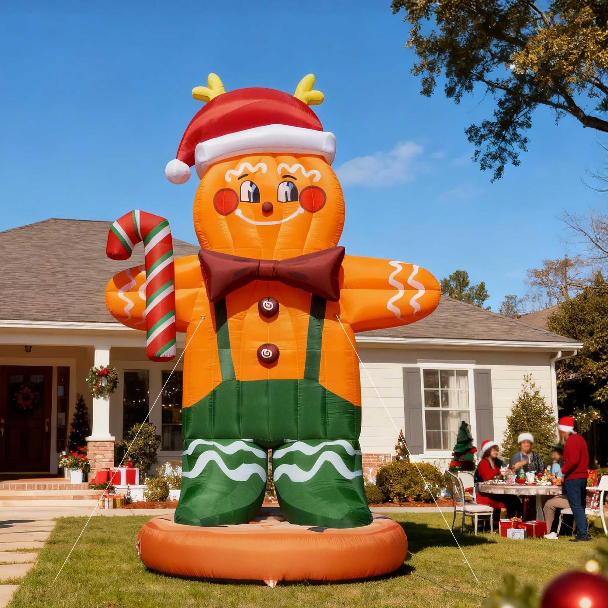 Giant 23Ft Inflatable Gingerbread Man Christmas Decorations with Blower and PVC Base