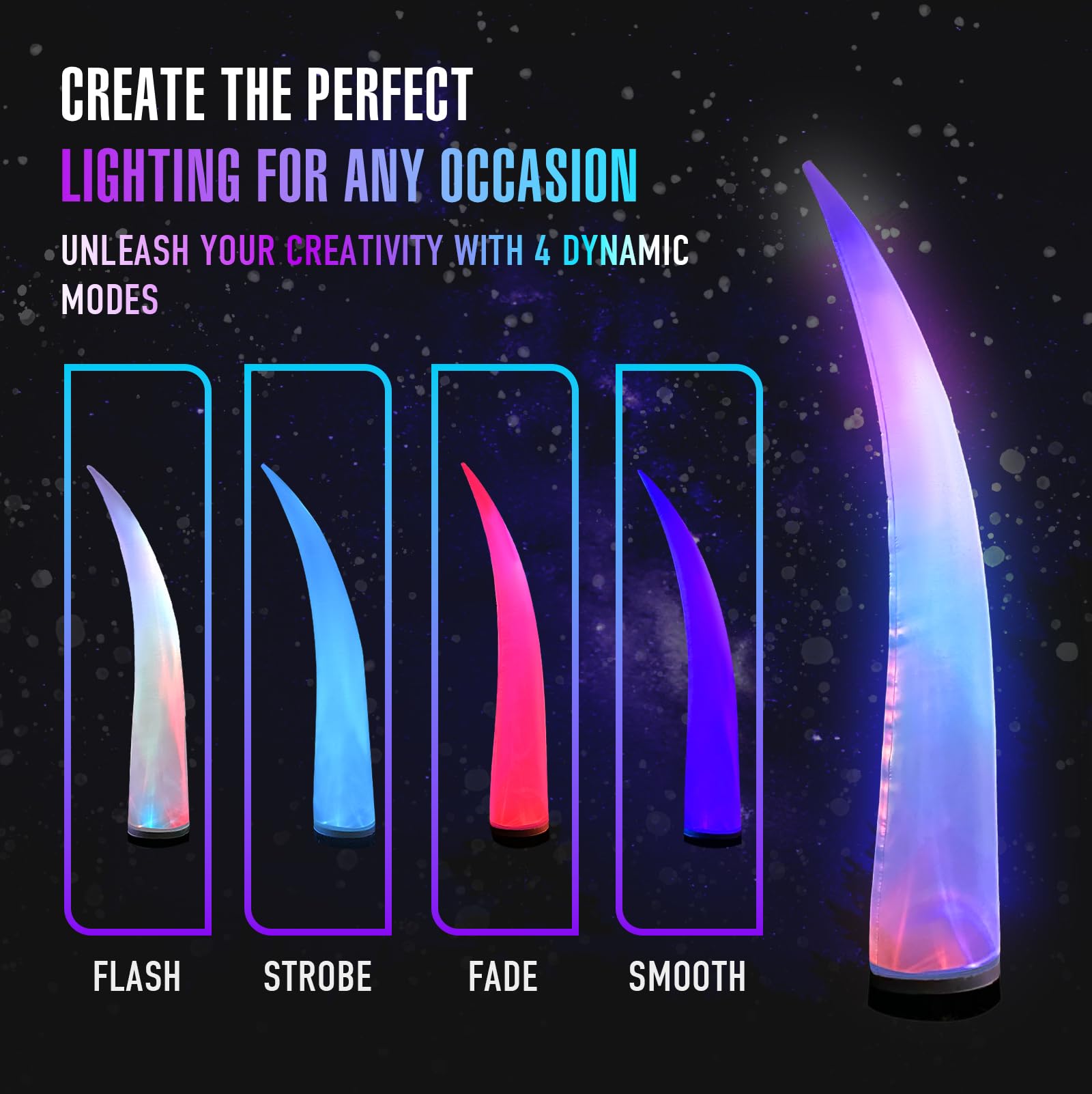 9.8Ft Inflatable Color-Changing Column Decorative Lamp Replaceable Tube Pillar - Bend Tip