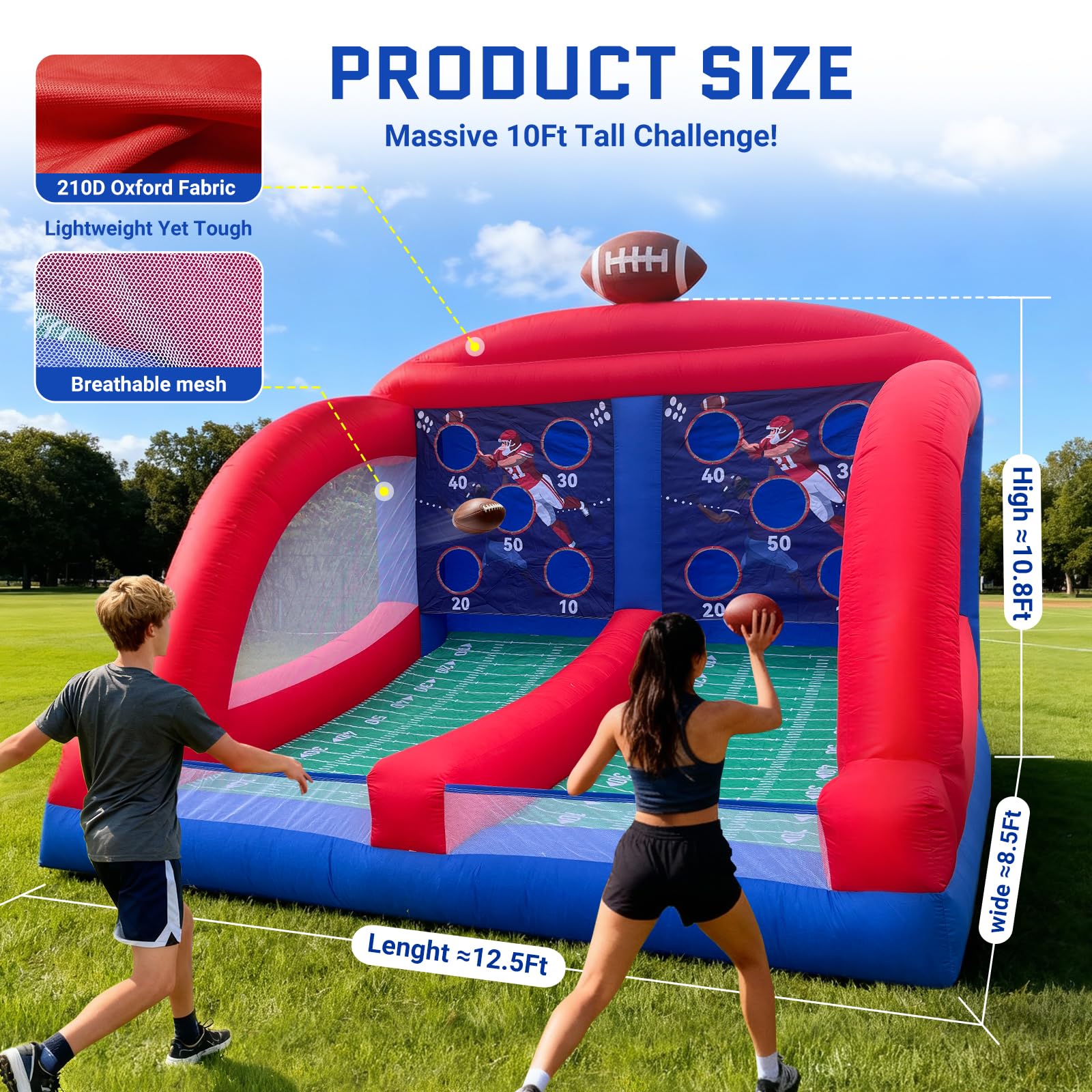 Inflatable Football Toss Game with 4 Balls Double Target Inflatable Interactive Carnival Games