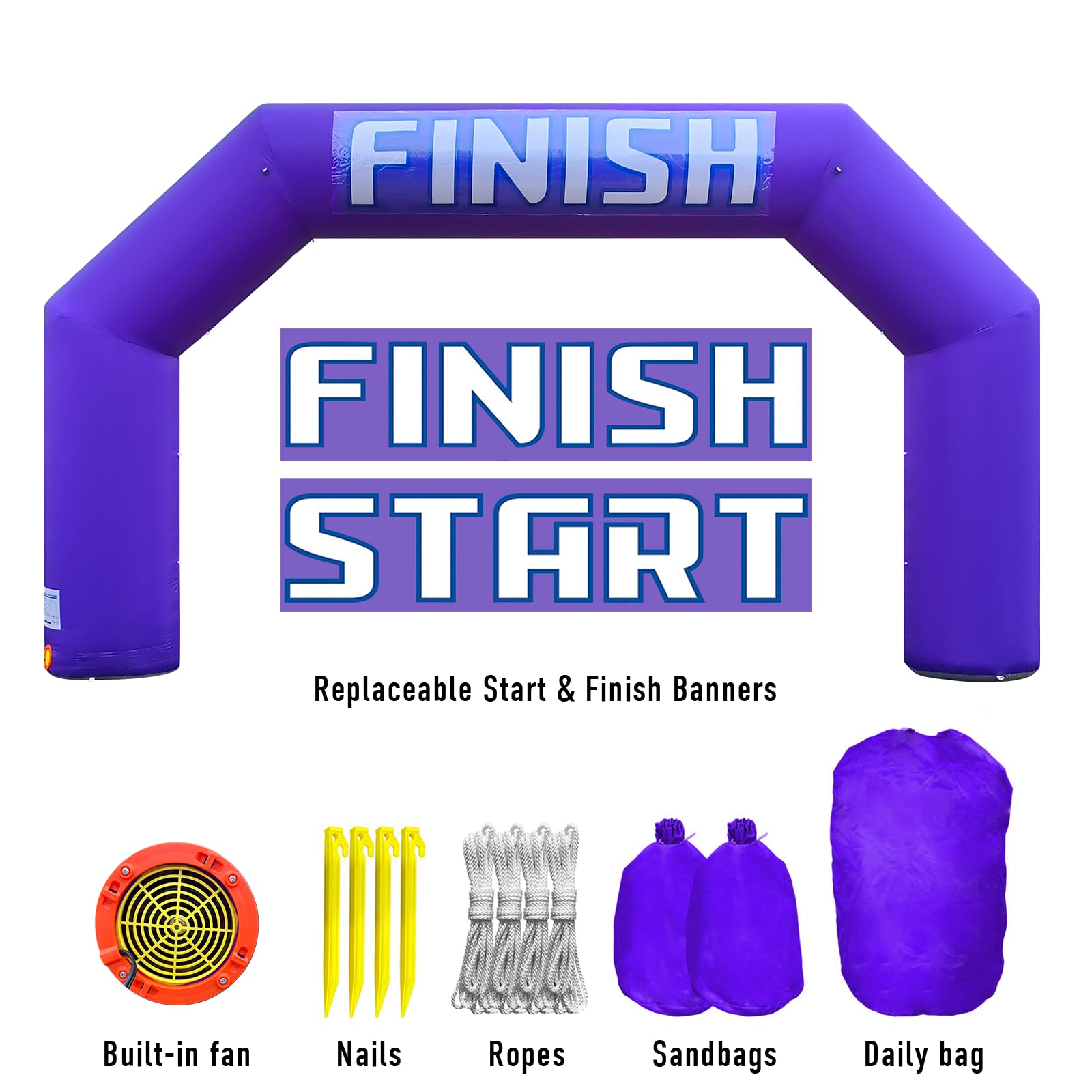 20Ft Inflatable Arch with Start Finish Line Banners & Blower for Races and Events