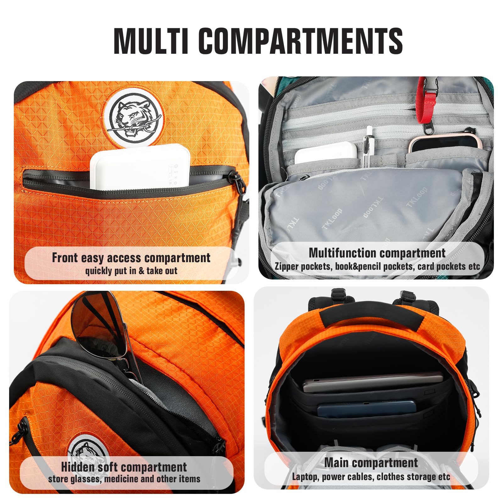 24L Travel Backpack with 17 Inch Laptop Sleeve Waterproof Daypack