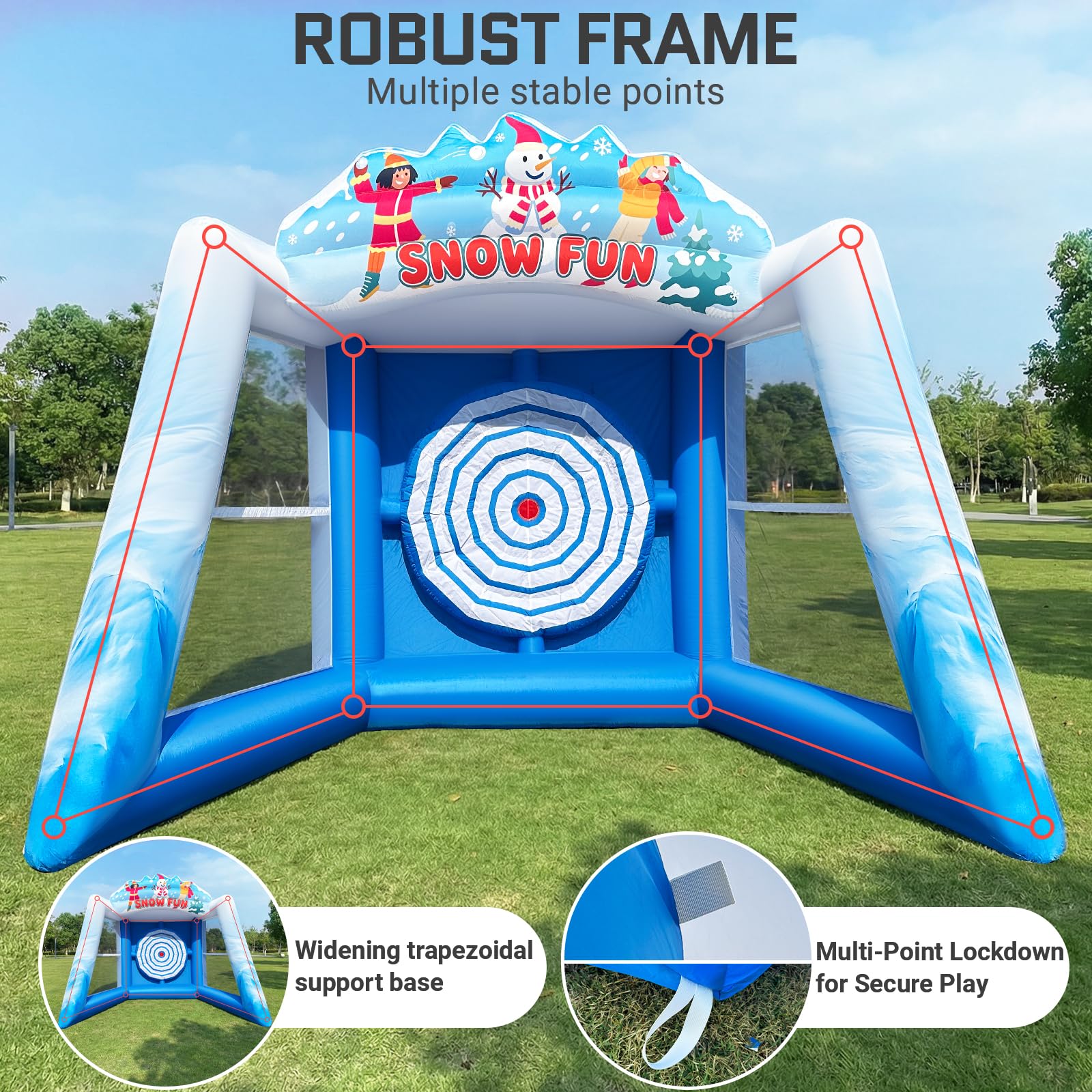 Inflatable Axe Throwing Game Inflatable Ice Snow Axe Target Board 14x9x11Ft with 16 Axes & 8 Balls