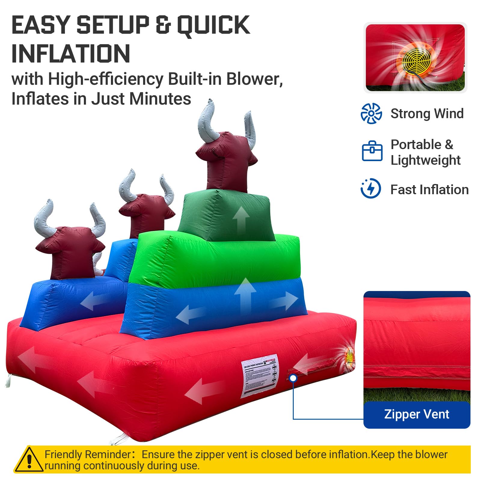 Inflatable Bull Horn Ring Toss Game with Scoring Targets – Interactive Carnival Game for Events & Parties