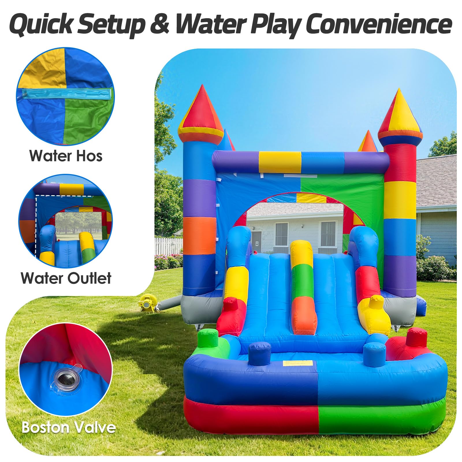 Inflatable Bounce House 26x13Ft with Dual Water Slides & Splash Pool – Commercial Wet & Dry Jumper for Events