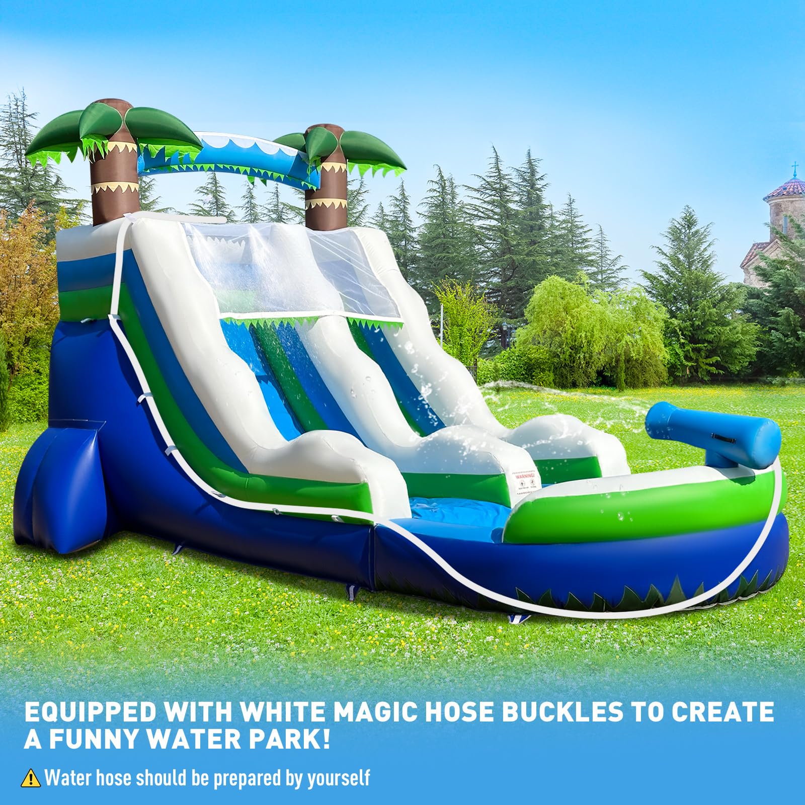 Inflatable Water Slide 23Ft with Pool, Wet/Dry Use