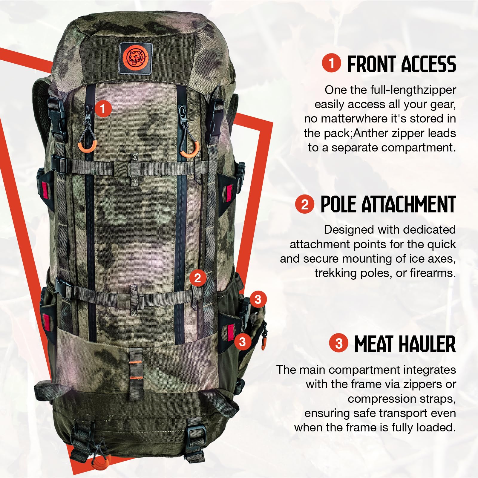 40L Hunting Backpack with Rain Cover