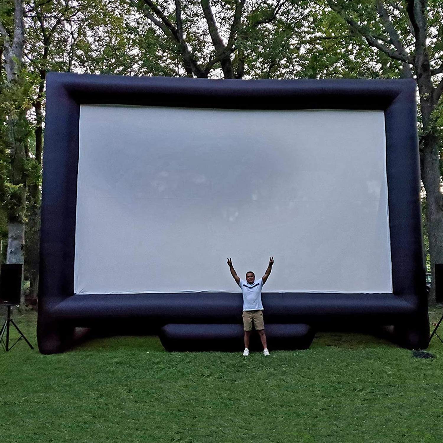 Sewinfla 33Ft Giant Inflatable Movie Screen with Blower - Front and Rear Projection - Blow Up Outdoor and Indoor Projector Screen for Party, Easy to Set Up