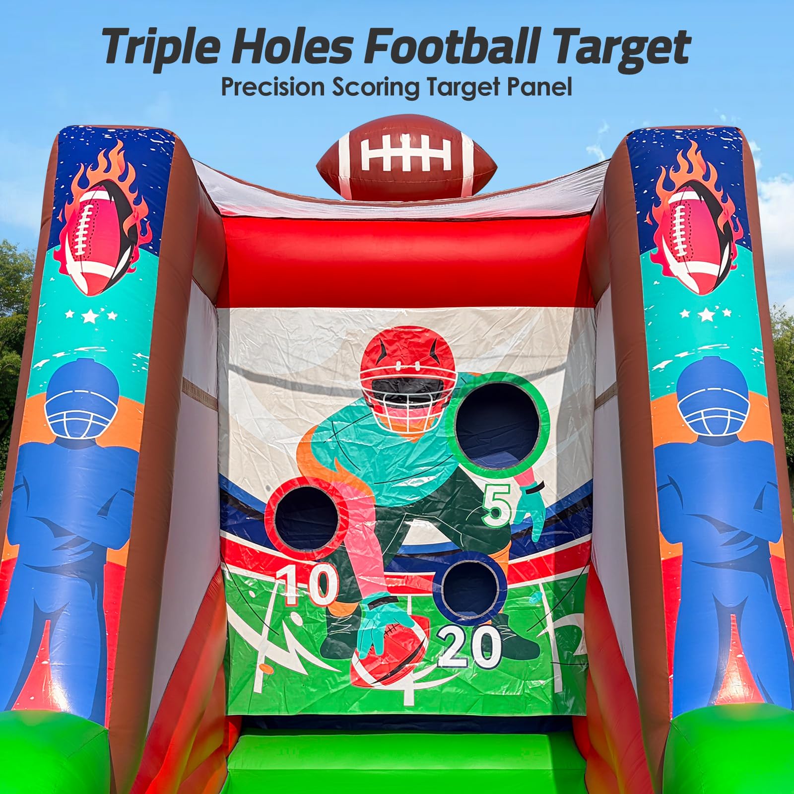 PVC Inflatable Football Toss Game 12Ft with 2 Balls and Blower for Parties and Rentals