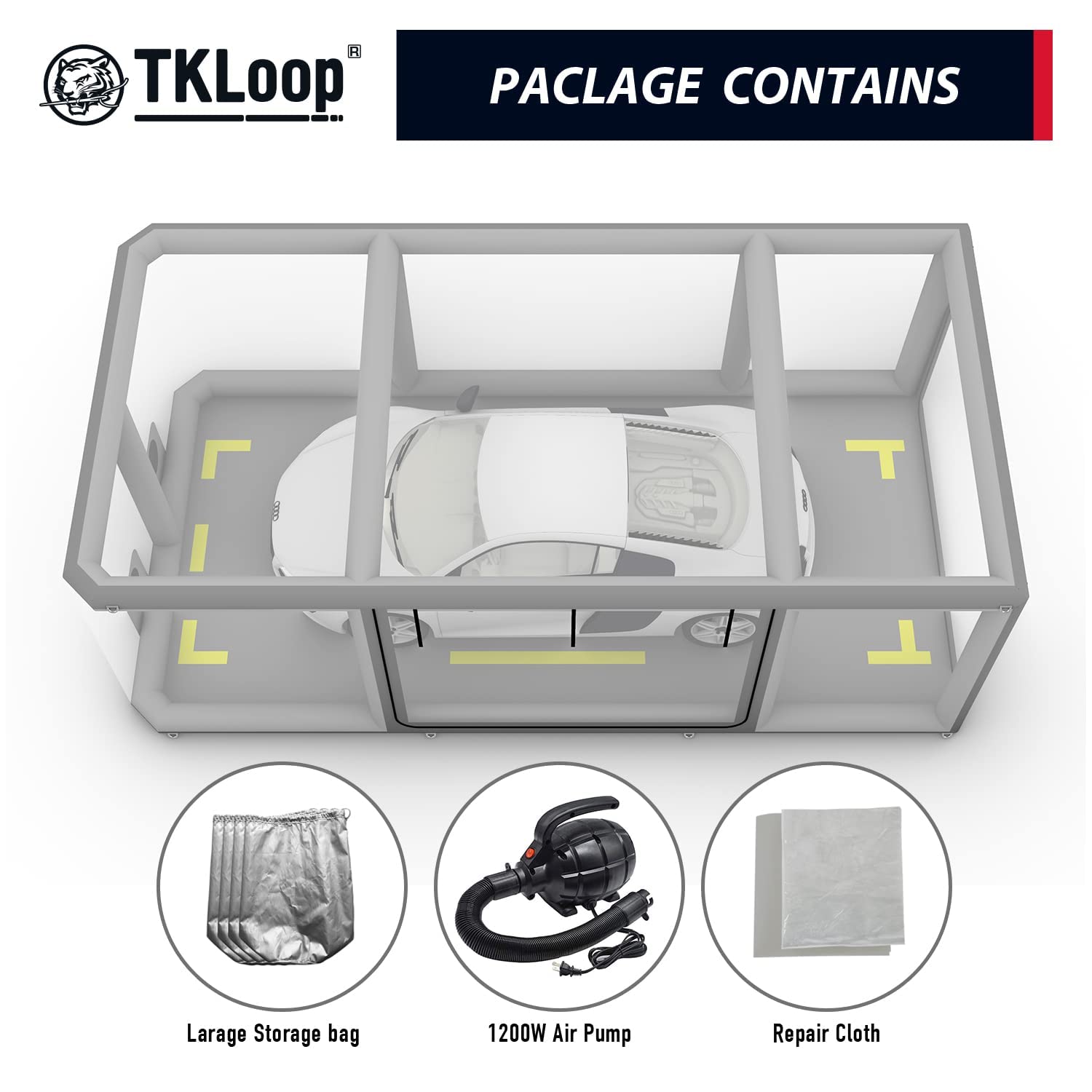 TKLoop 19FT Inflatable Car Booth Airtight Design Inflatable Car Shield Car Showcase Portable Inflatable Garage for Car Cover and Storage with Pump