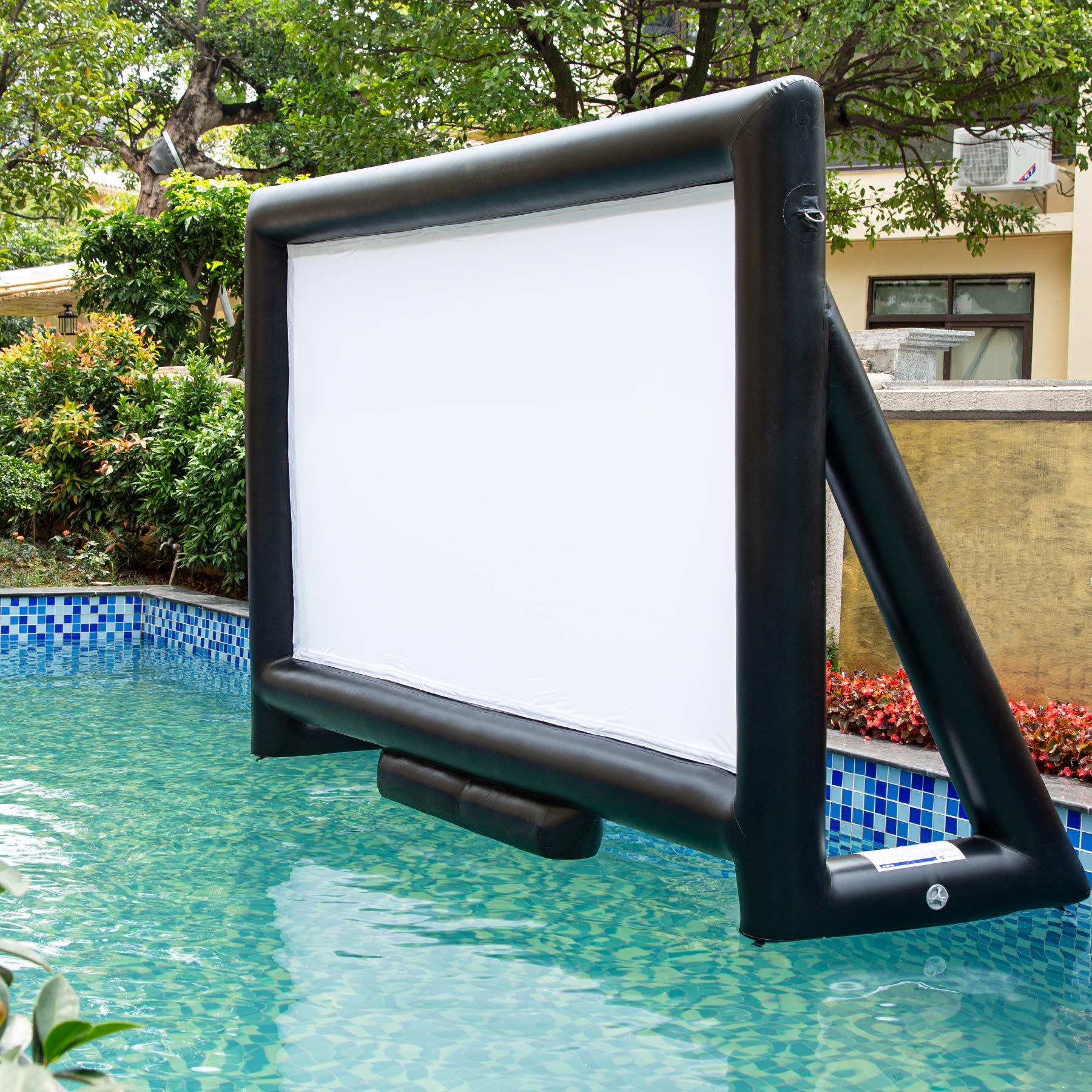 Sewinfla Upgraded Outdoor Movie Screen 15ft- Airtight Design Inflatable Movie Projector Screen for Outdoor/Indoor Use - No Need to Keep Inflating - Supports Front and Rear Projection