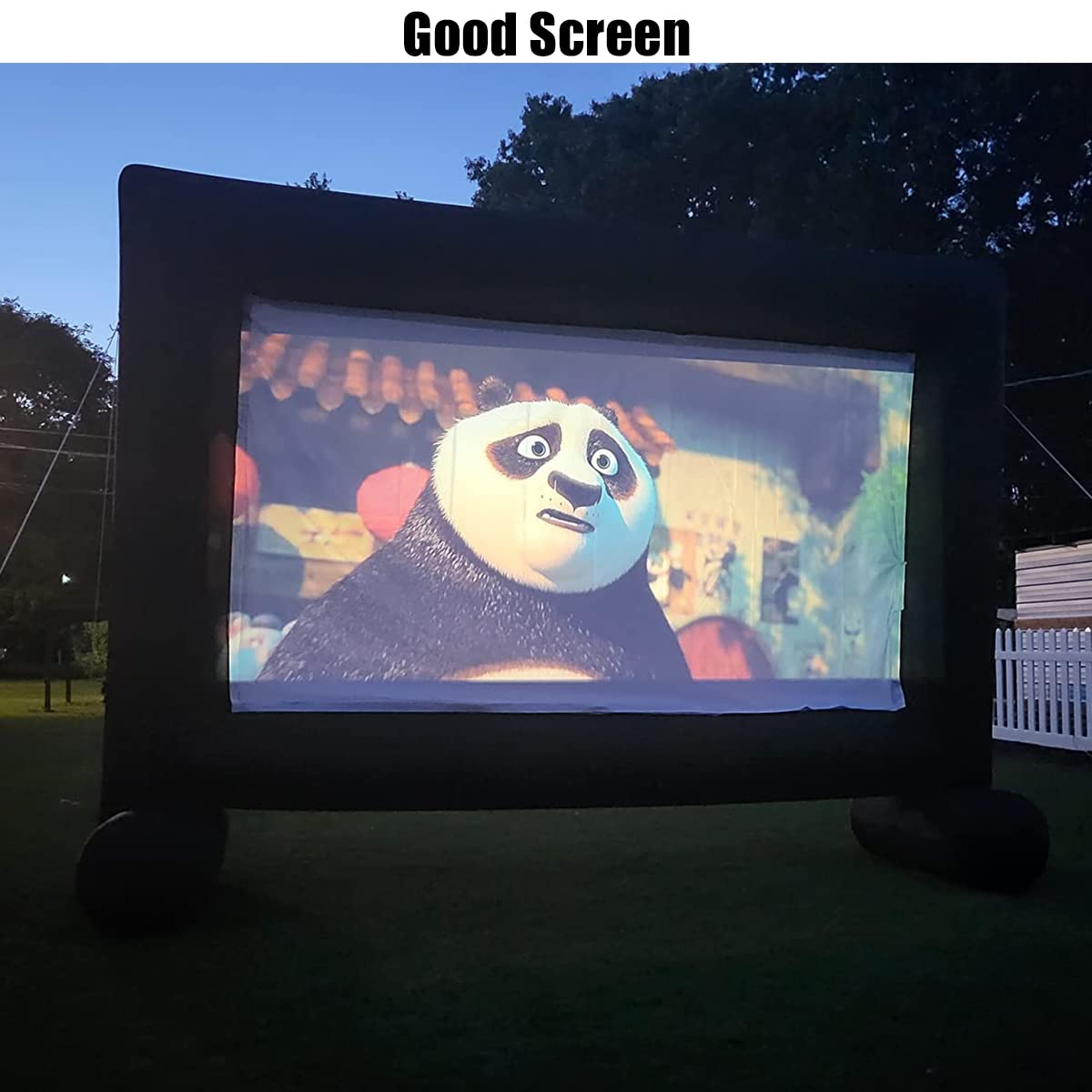 TKLoop 16Ft Inflatable Movie Screen Supports Front Rear Projection, Indoor and Outdoor Blow Up Theater Projector Screen Includes Built-in Fan, Tie-Downs and Storage Bag