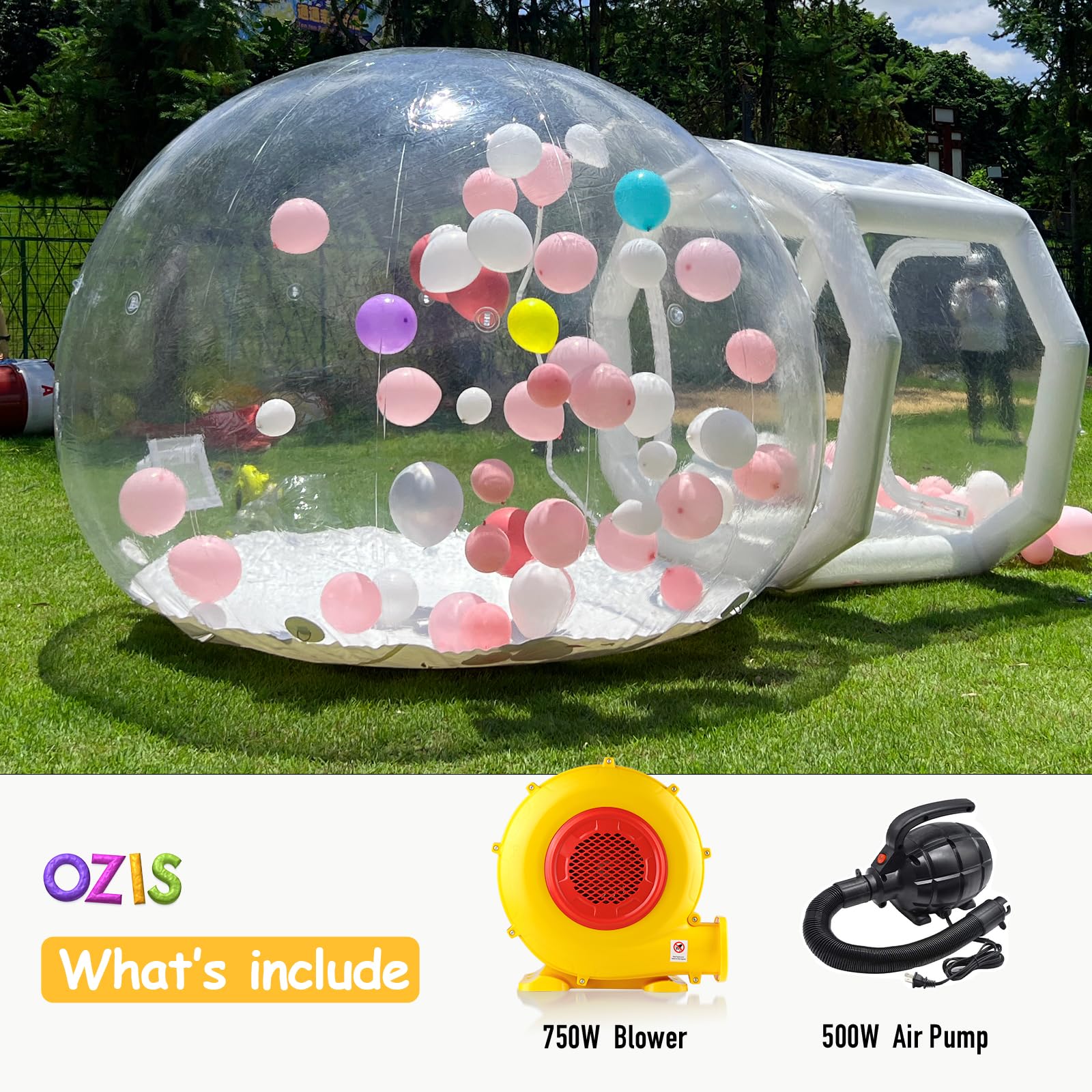 Inflatable Bubble House, Commercial Grade PVC Transparent Bubble Tent Dome Inflatable with Pump& Air Blower for Kids Party Balloons, Events, Display, 10ft Dia Clear Bubble