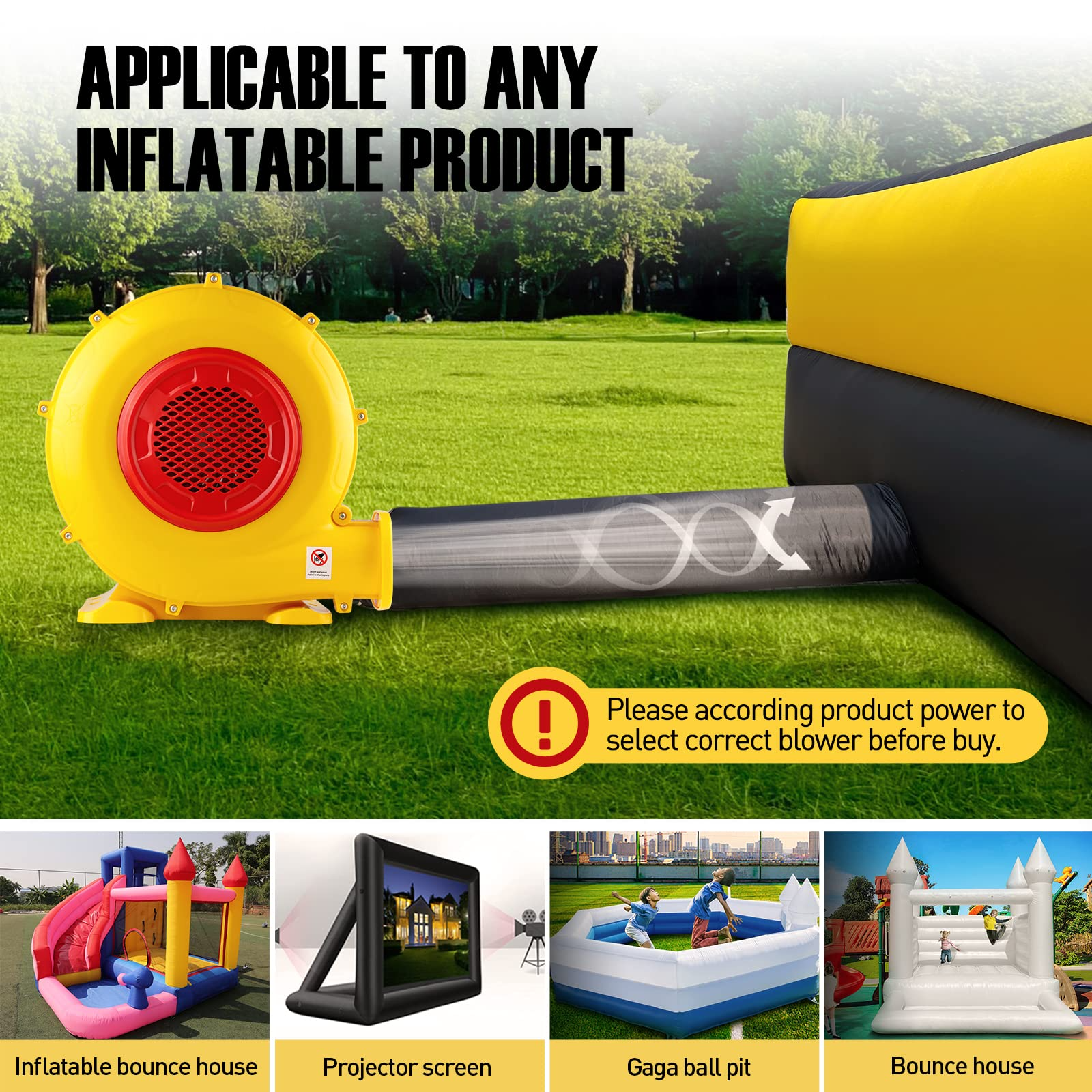 550W Air Blower, Pump Fan Commercial Inflatable Bouncer Blower, Perfect for Inflatable Movie Screen, Inflatable Paint Booth, Inflatable Bounce House, Jumper, Bouncy Castle