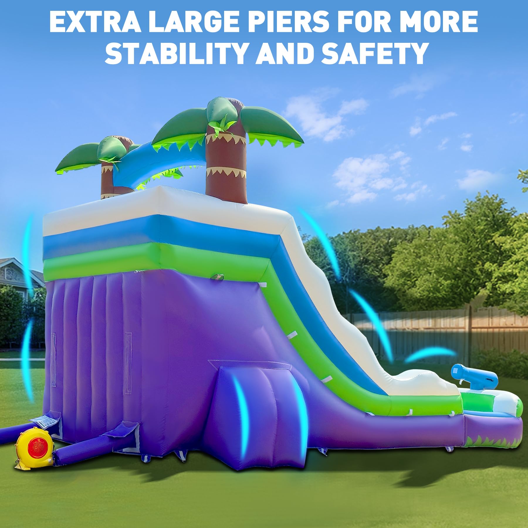 Inflatable Water Slide 23Ft with Pool, Wet/Dry Use