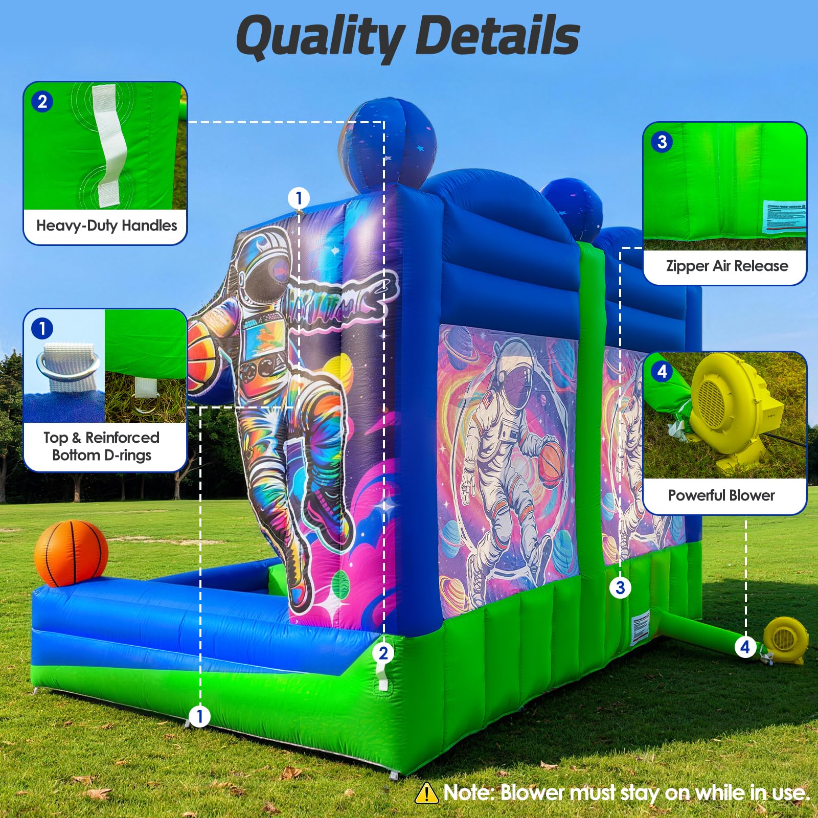 Inflatable Basketball Hoop Shot Dual Lane 13x10Ft - Space Jam Quest (Astronaut)