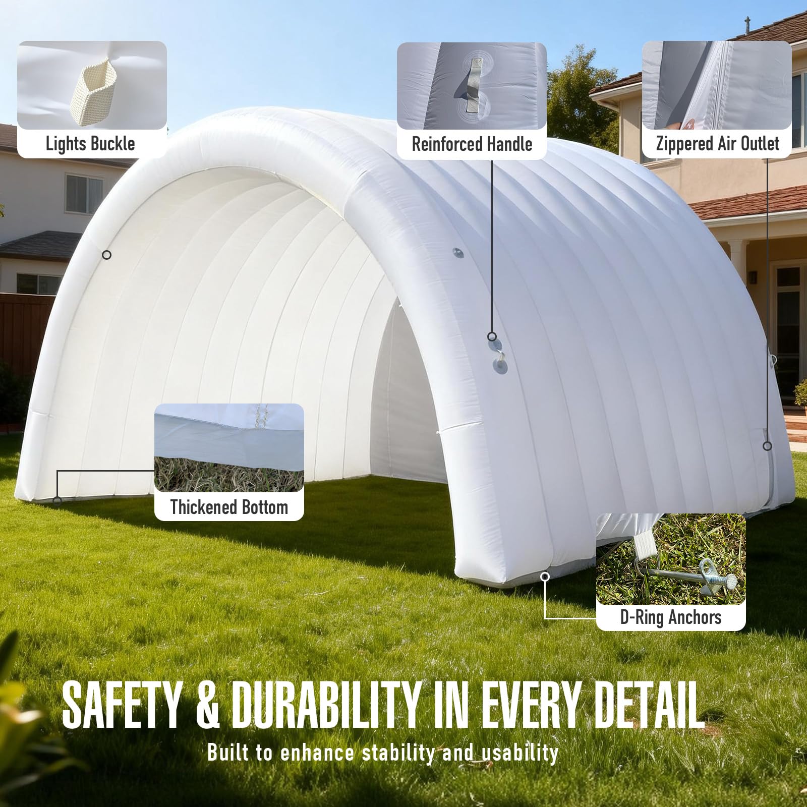 Inflatable Event Stage Tent 20×15×13FT with Built-in Blower Outdoor Exhibition Inflatable Stage Cover White Party Tent