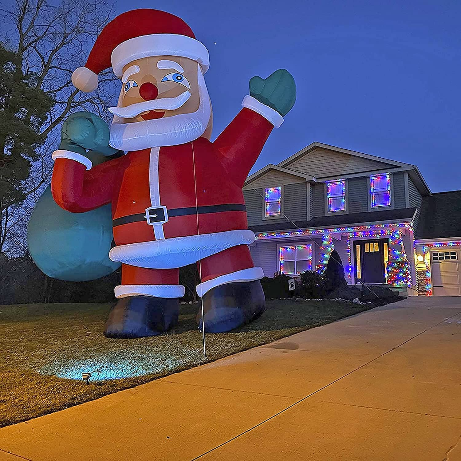 33Ft Giant  Premium Inflatable Santa Claus with Blower for Christmas Yard Decoration - No Lights Included