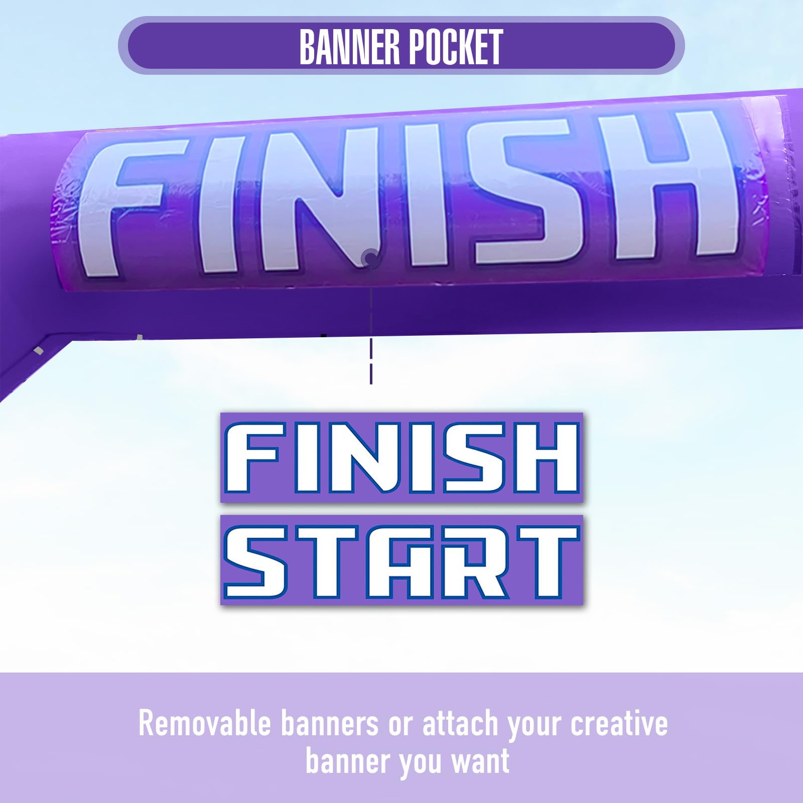 20Ft Inflatable Arch with Start Finish Banner and T-Shaped Base for Races and Events