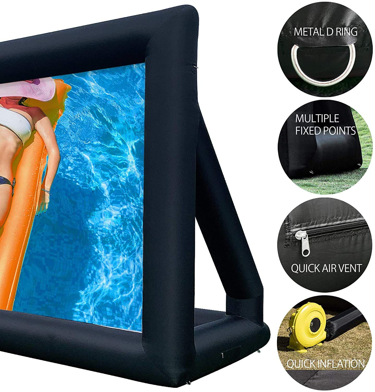 TKLoop 24 Feet Inflatable Movie Screen Indoor and Outdoor, Blow Up Projector Screen - Includes Inflation Fan, Tie-Downs and Storage Bag