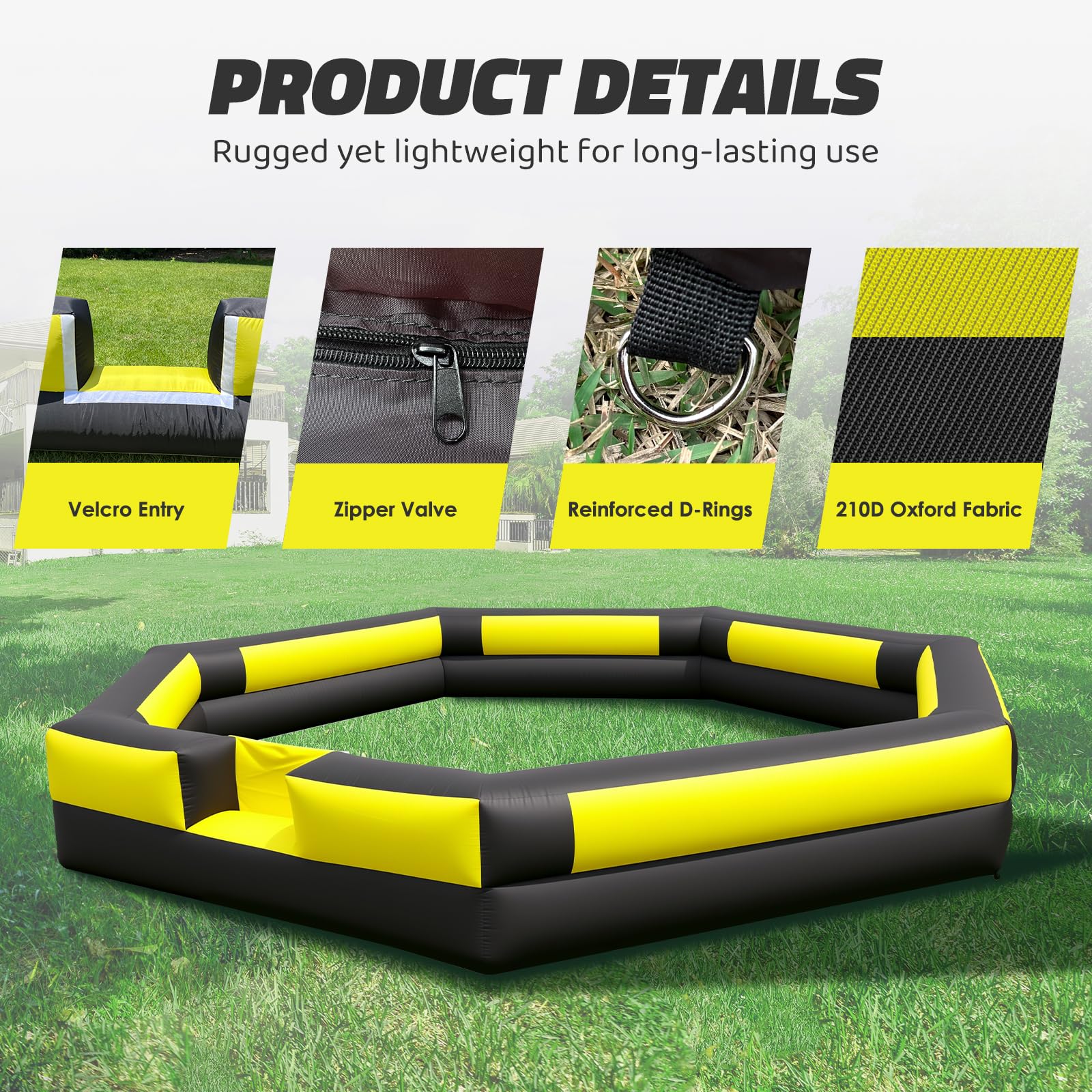 Inflatable Gaga Ball Pit 17FT with Built-in Blower, Portable Large Gaga Ball Pit for Indoor & Outdoor Activities