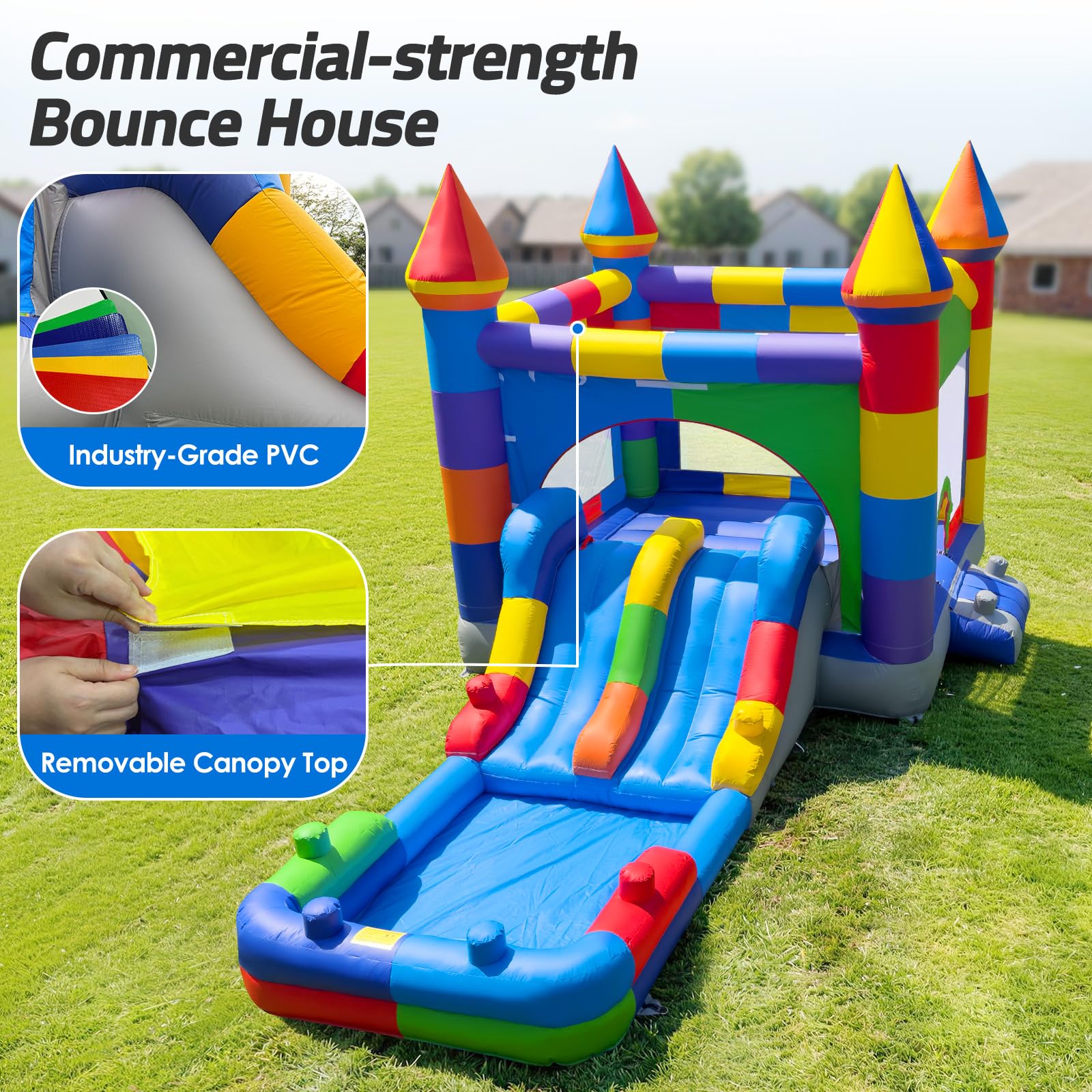 Inflatable Bounce House 26x13Ft with Dual Water Slides & Splash Pool – Commercial Wet & Dry Jumper for Events