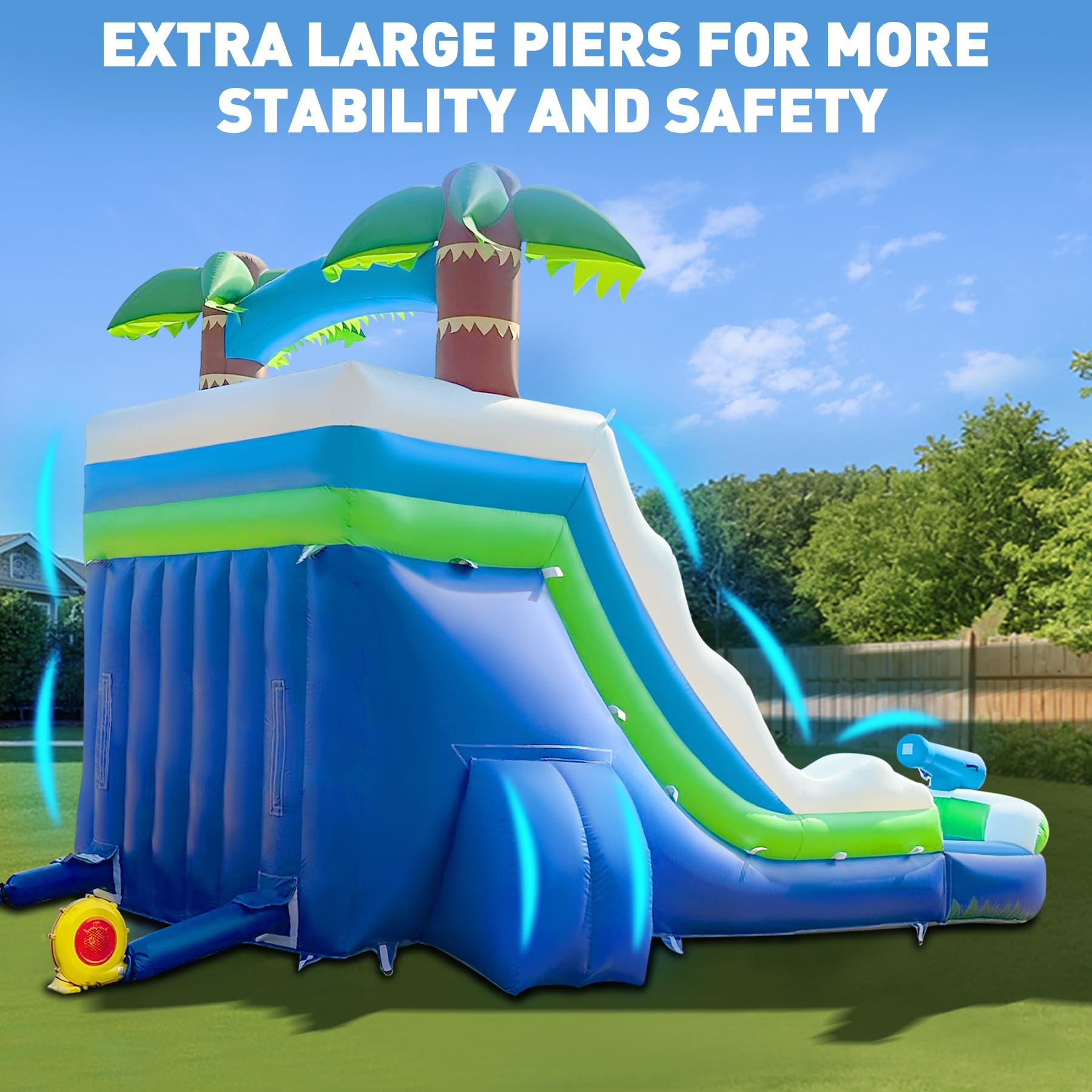 Inflatable Water Slide 23Ft with Pool, Wet/Dry Use