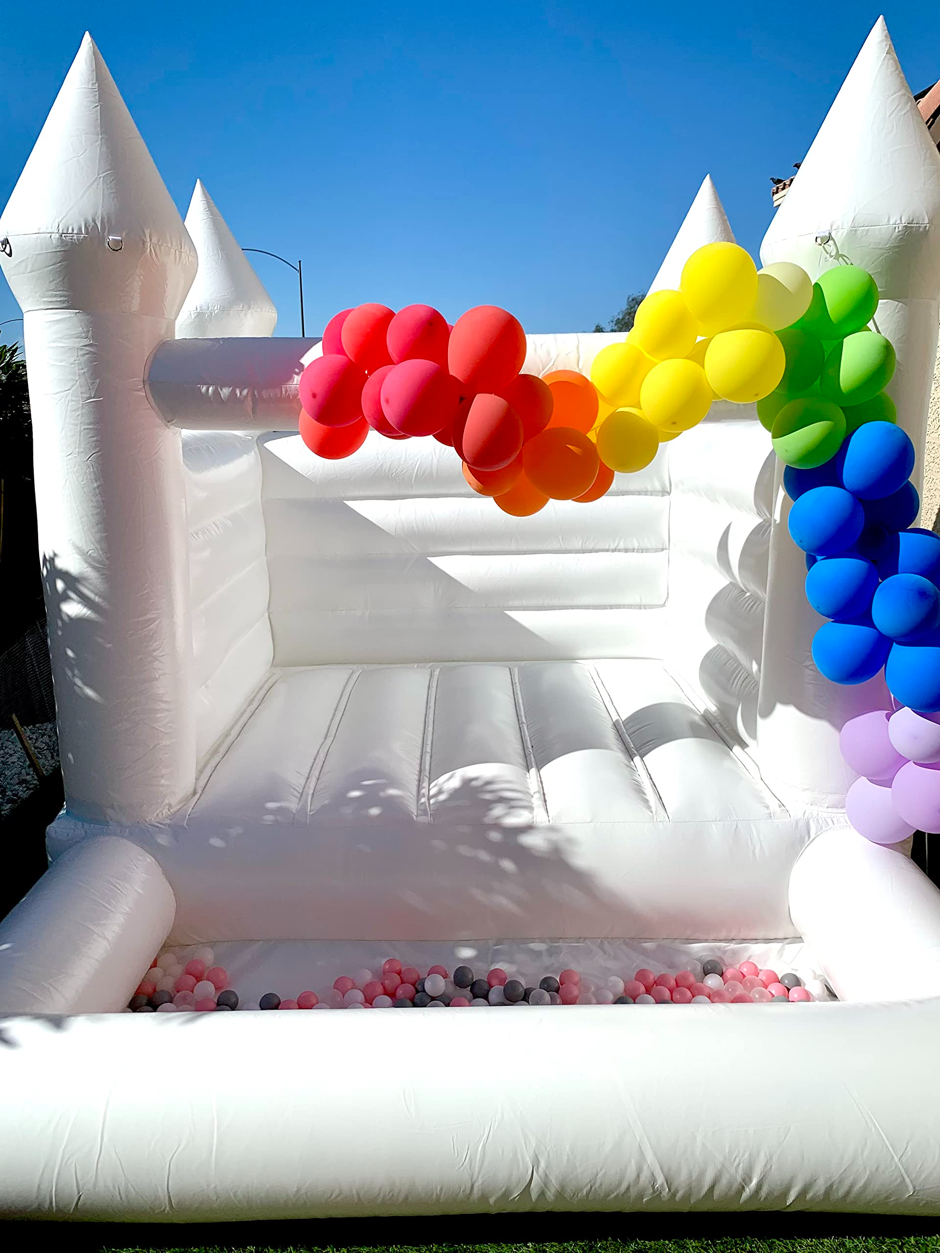 WARSUN White Bounce House 10x8x8FT / 3x2.4x2.4m with Ball Pit & Air Blower Commercial Grade All PVC Bouncy House Castle for Kids Birthday Baby Shower Business Photography