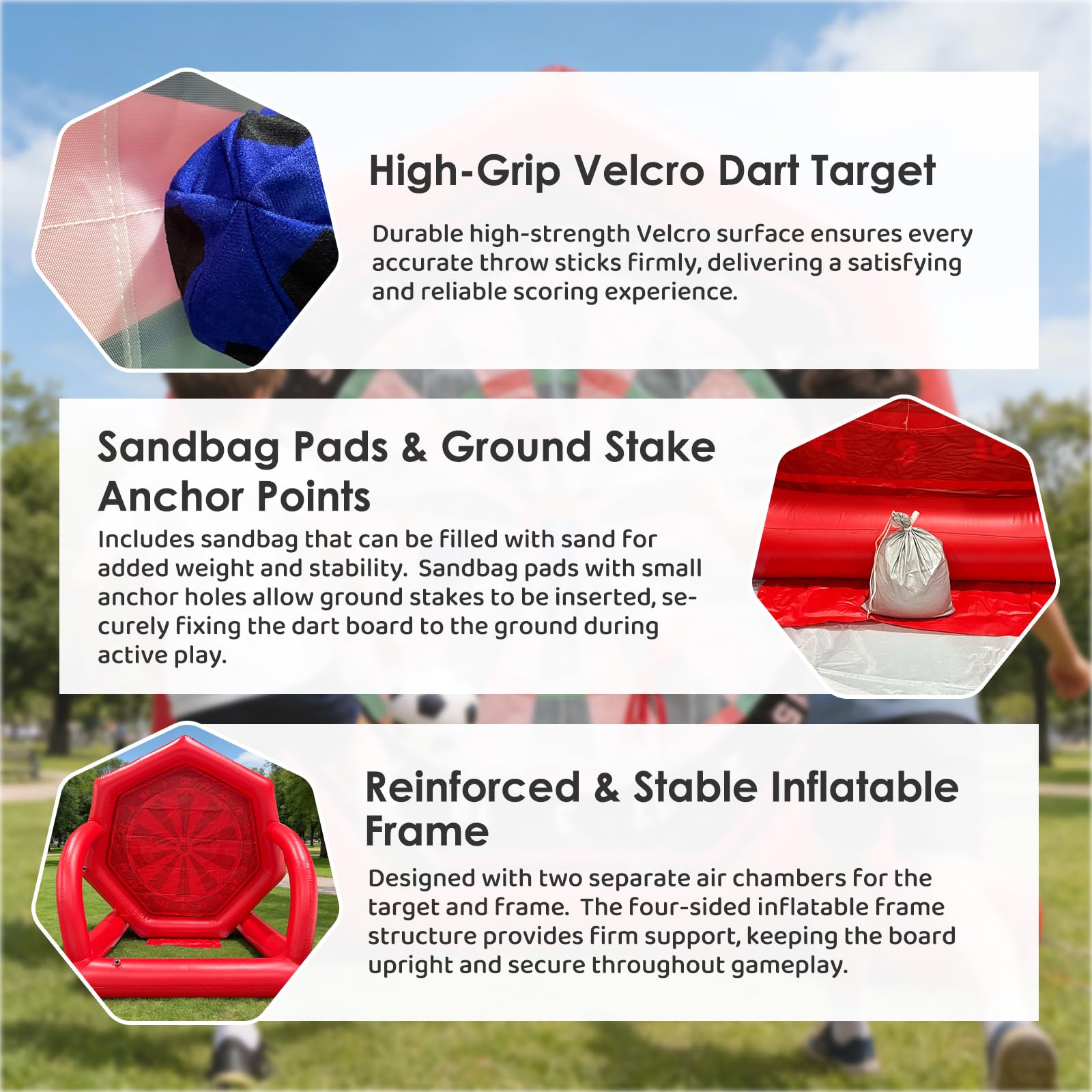 2-in-1 Inflatable Soccer Dart Board Game, 7FT Heavy-Duty PVC Soccer Dart Target for Outdoor Fun