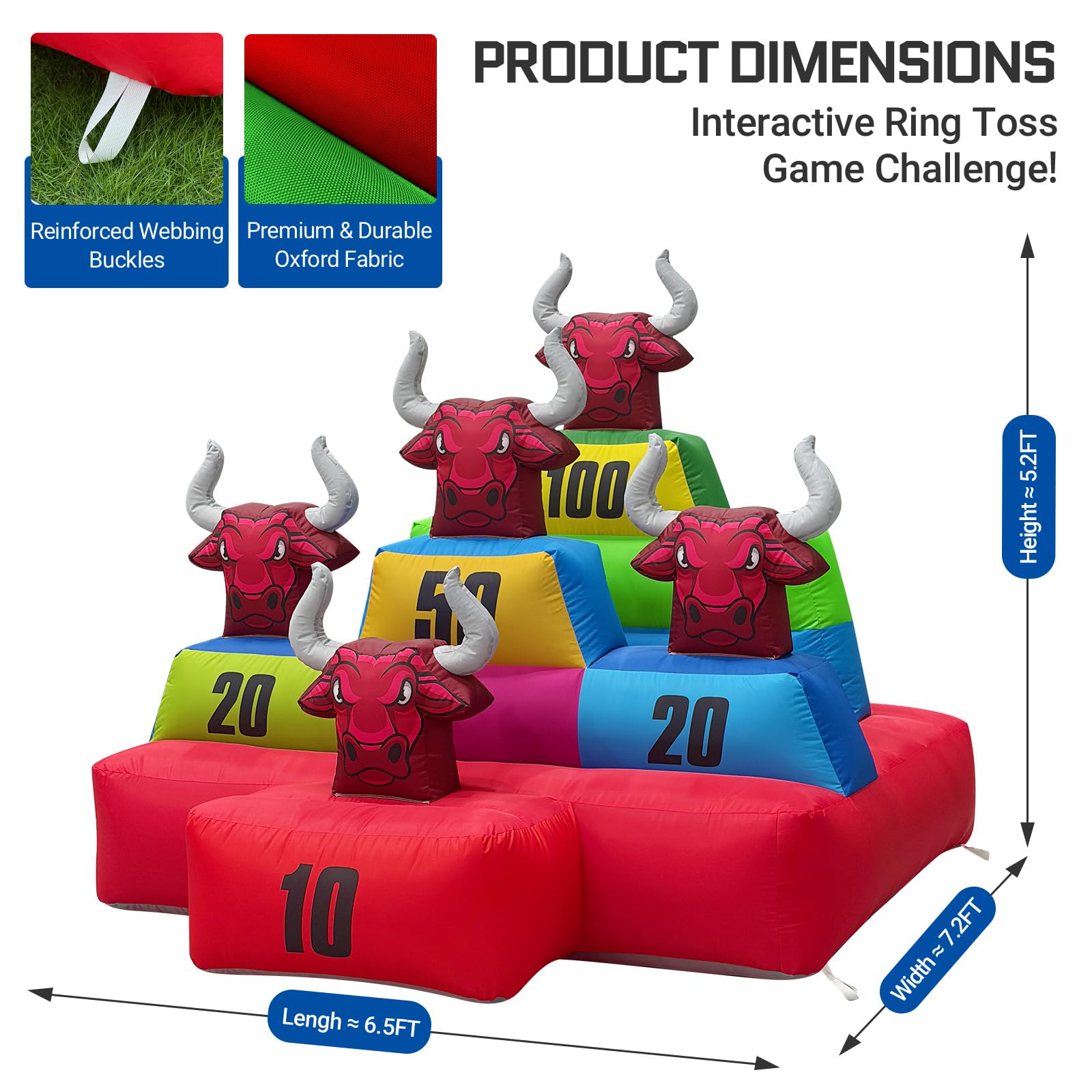 Inflatable Bull Horn Ring Toss Game with Scoring Targets – Interactive Carnival Game for Events & Parties