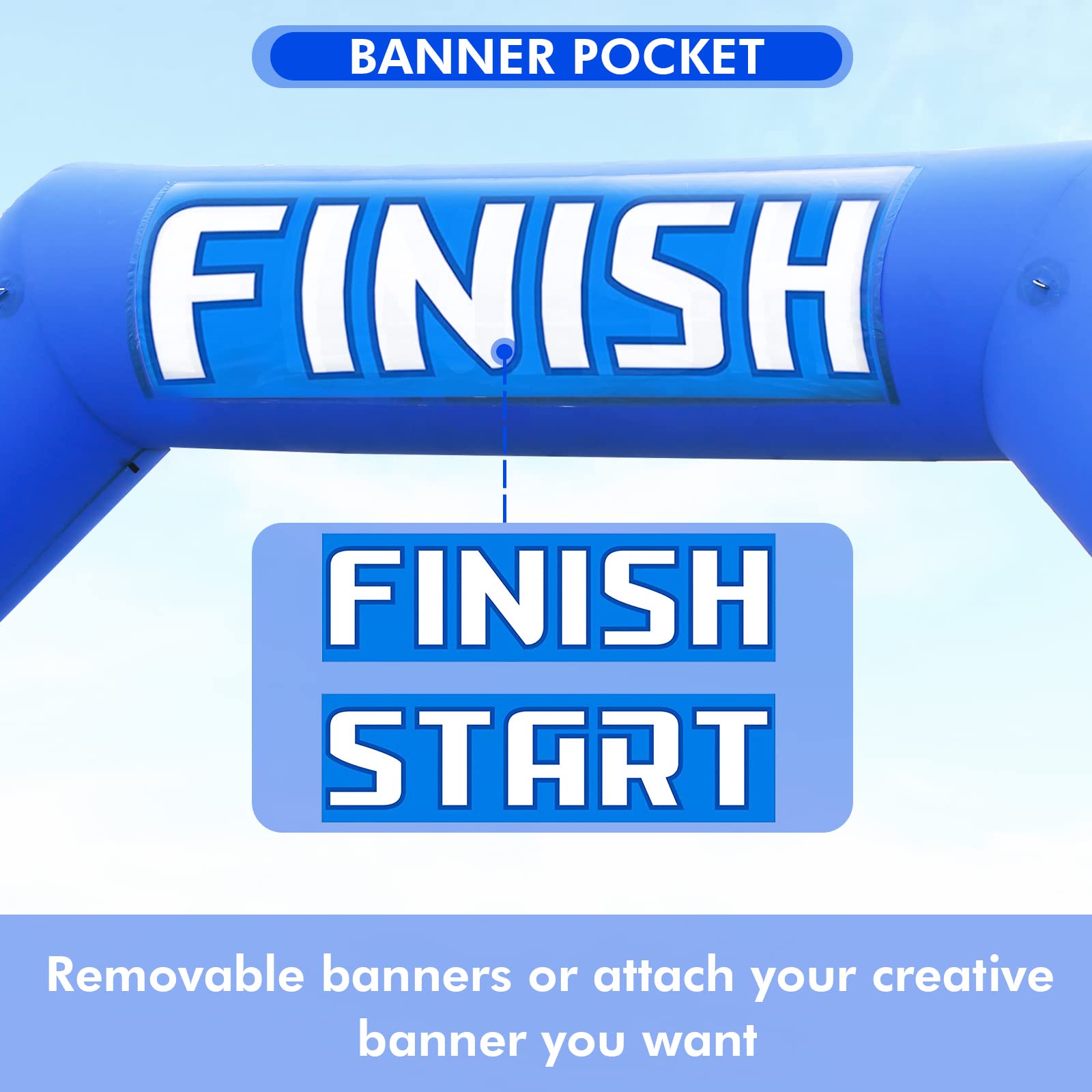 20Ft Inflatable Arch with Start Finish Banner and T-Shaped Base for Races and Events