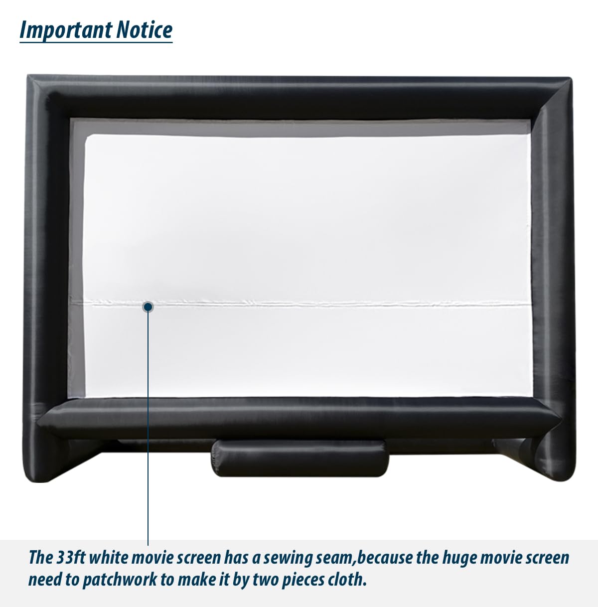 Sewinfla 33Ft Giant Inflatable Movie Screen with Blower - Front and Rear Projection - Blow Up Outdoor and Indoor Projector Screen for Party, Easy to Set Up