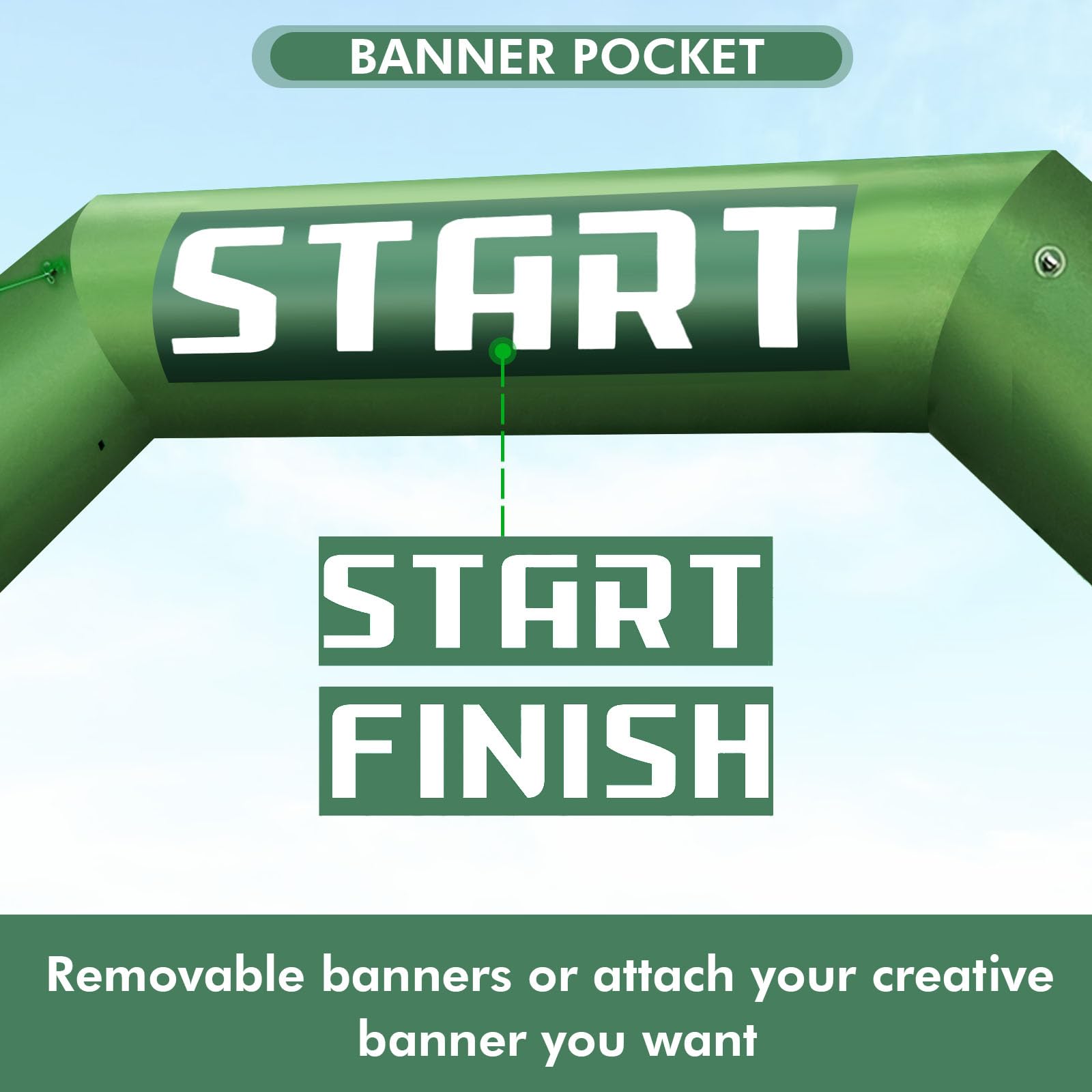 20Ft Inflatable Arch with Start Finish Banner and T-Shaped Base for Races and Events