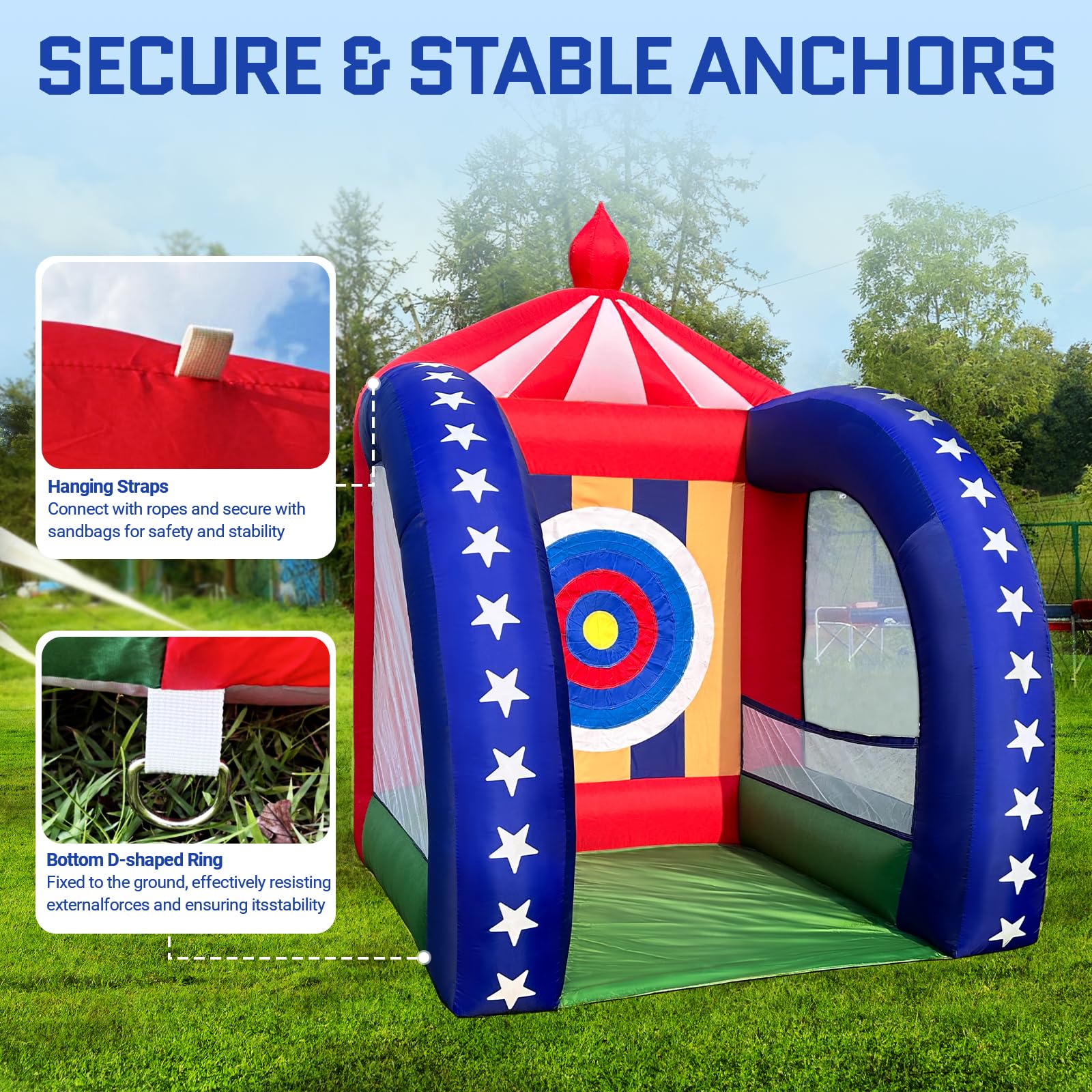 Inflatable Axe Throwing Game 6.5x6.5x9FT with Blower – Axe Toss Target for Carnival Games, Events