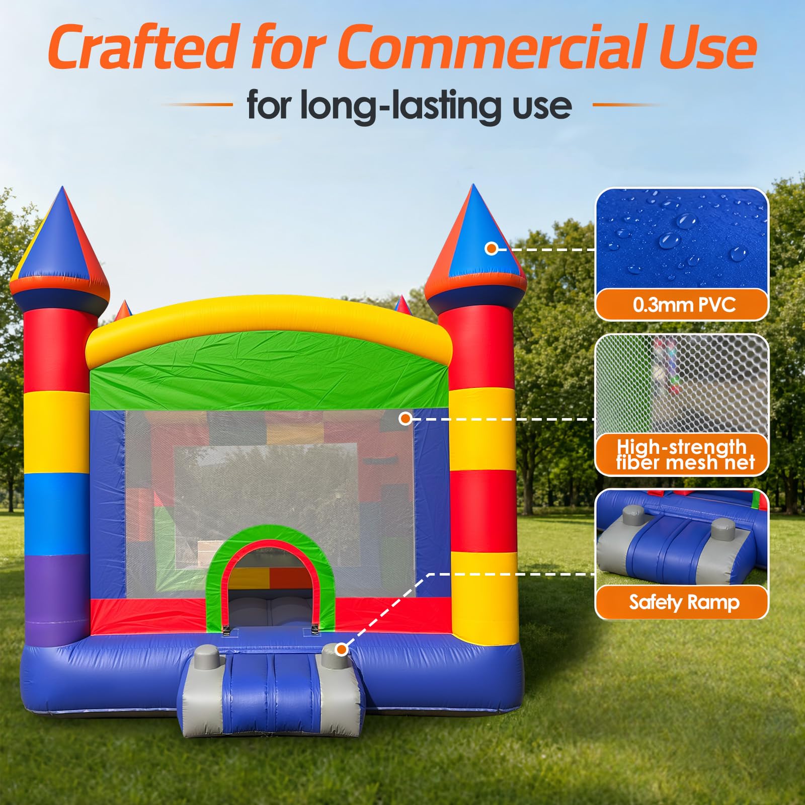 Inflatable Bounce House 13x12.5Ft with Basketball Hoop – Commercial PVC Bouncy Castle for Parties & Events