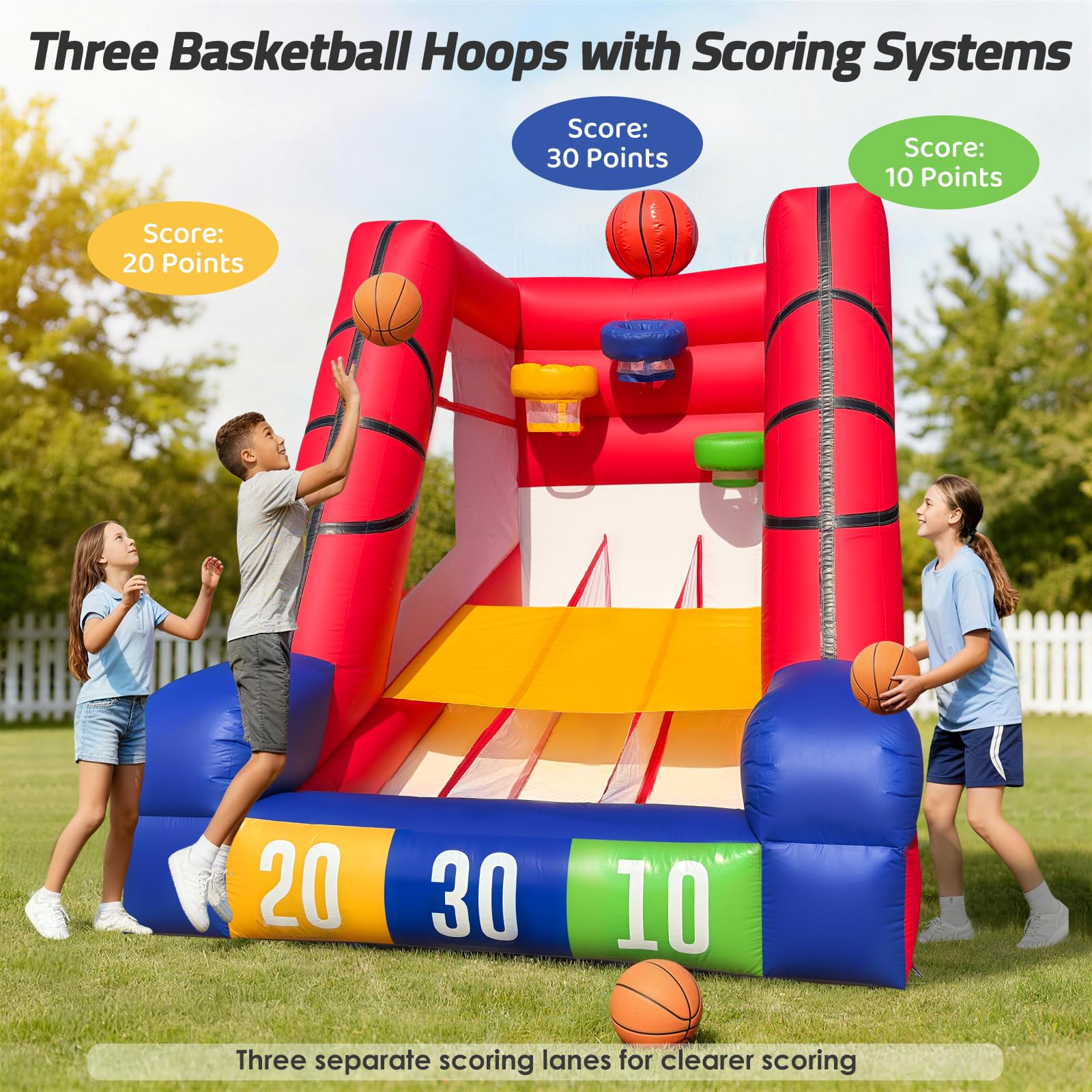 PVC Inflatable Basketball Game 12Ft with 3 Balls and Blower for Parties and Rentals