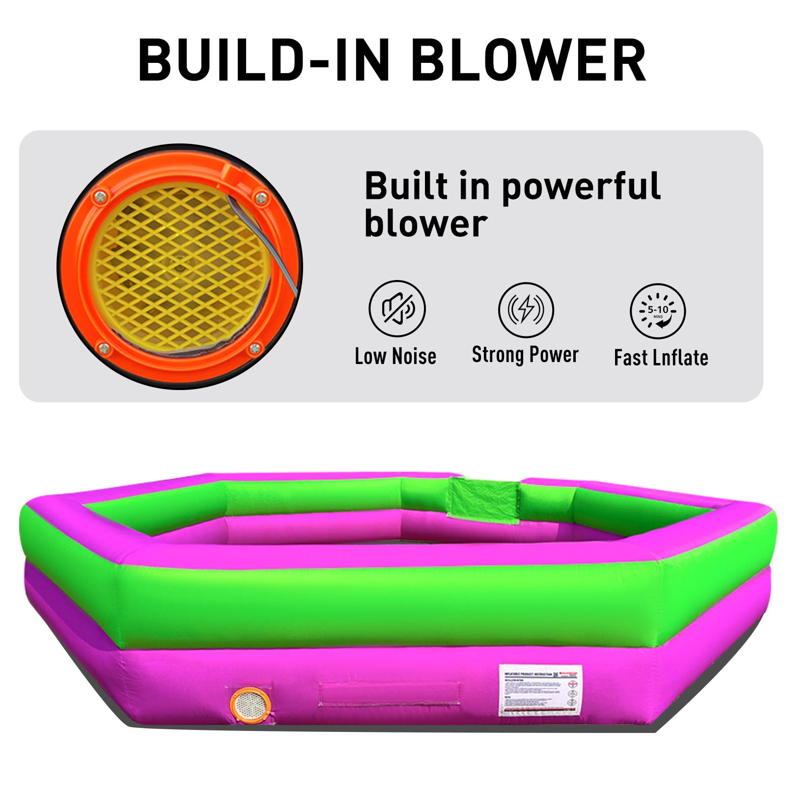 WARSUN Portable 15ft Inflatable Gaga Ball Pit Inflatable Gaga ball Court- Purple & Green