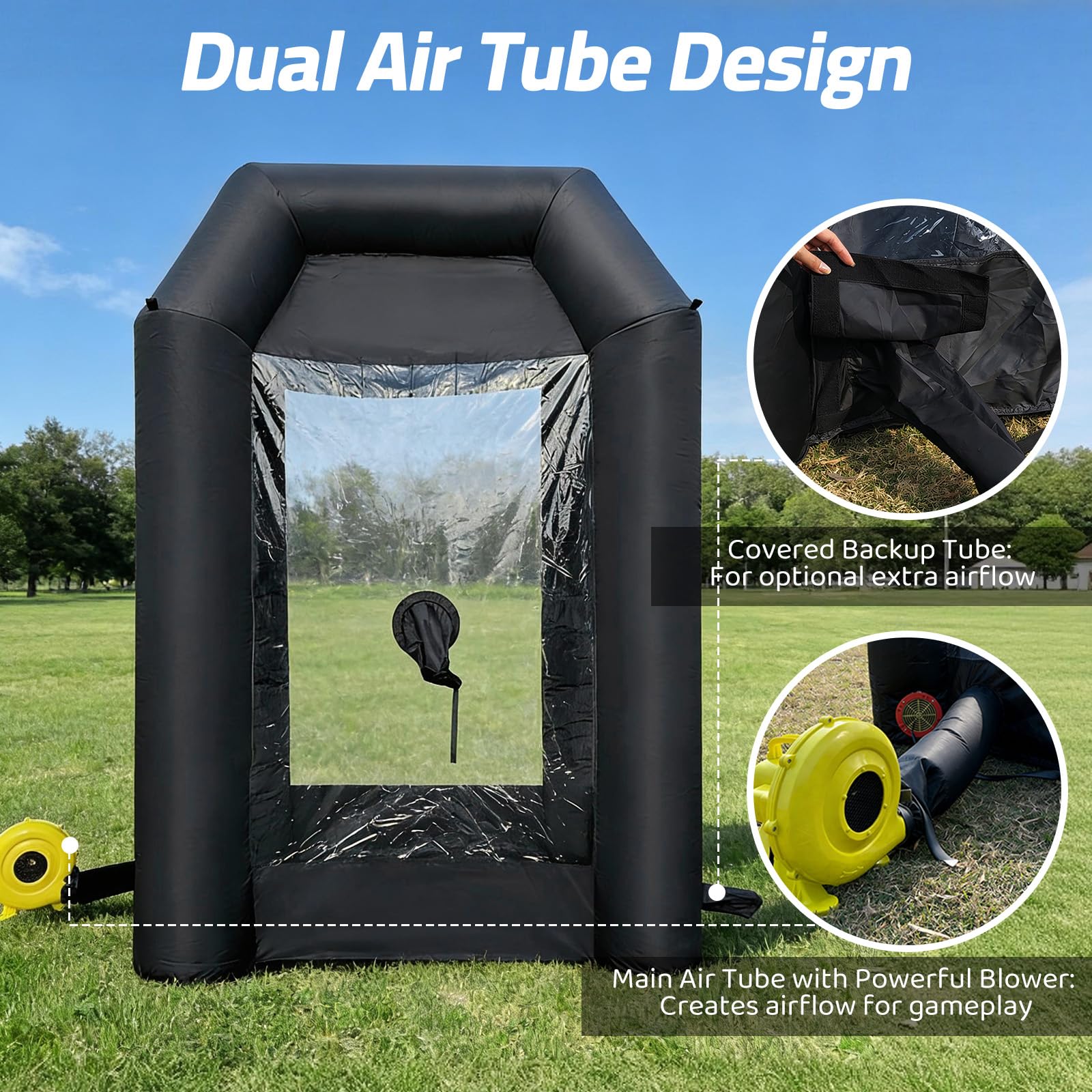 Inflatable Money Blowing Booth 5.2x5.2x8.2FT with 2 Blowers Cash Cube Game for Events
