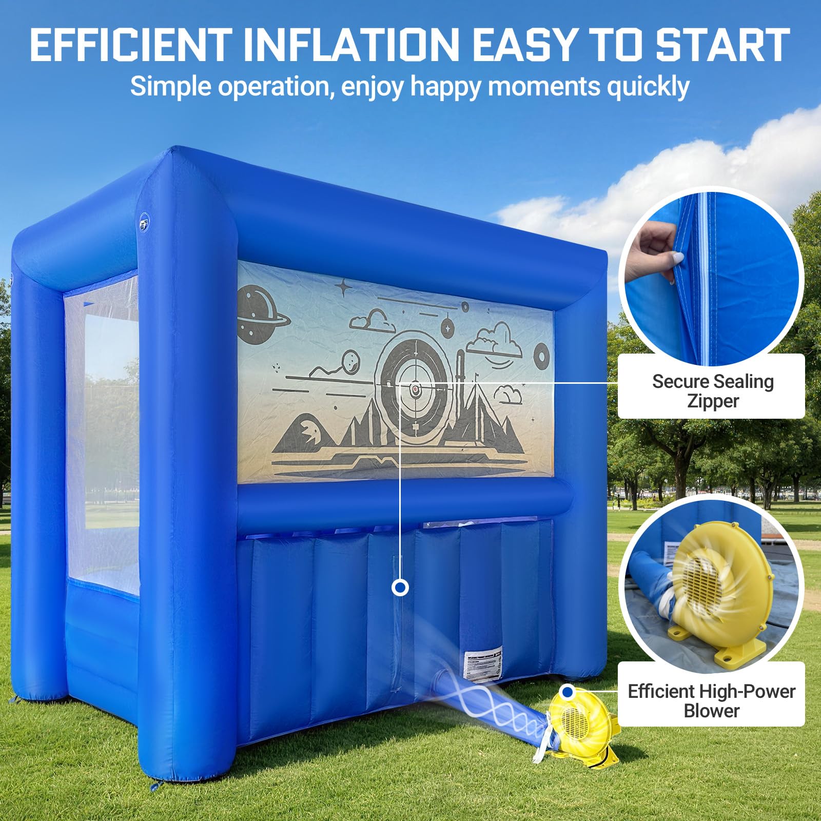 Inflatable Archery Target 10x6x8Ft - Floating Ball Shooting Interactive Games with 2 Longbows